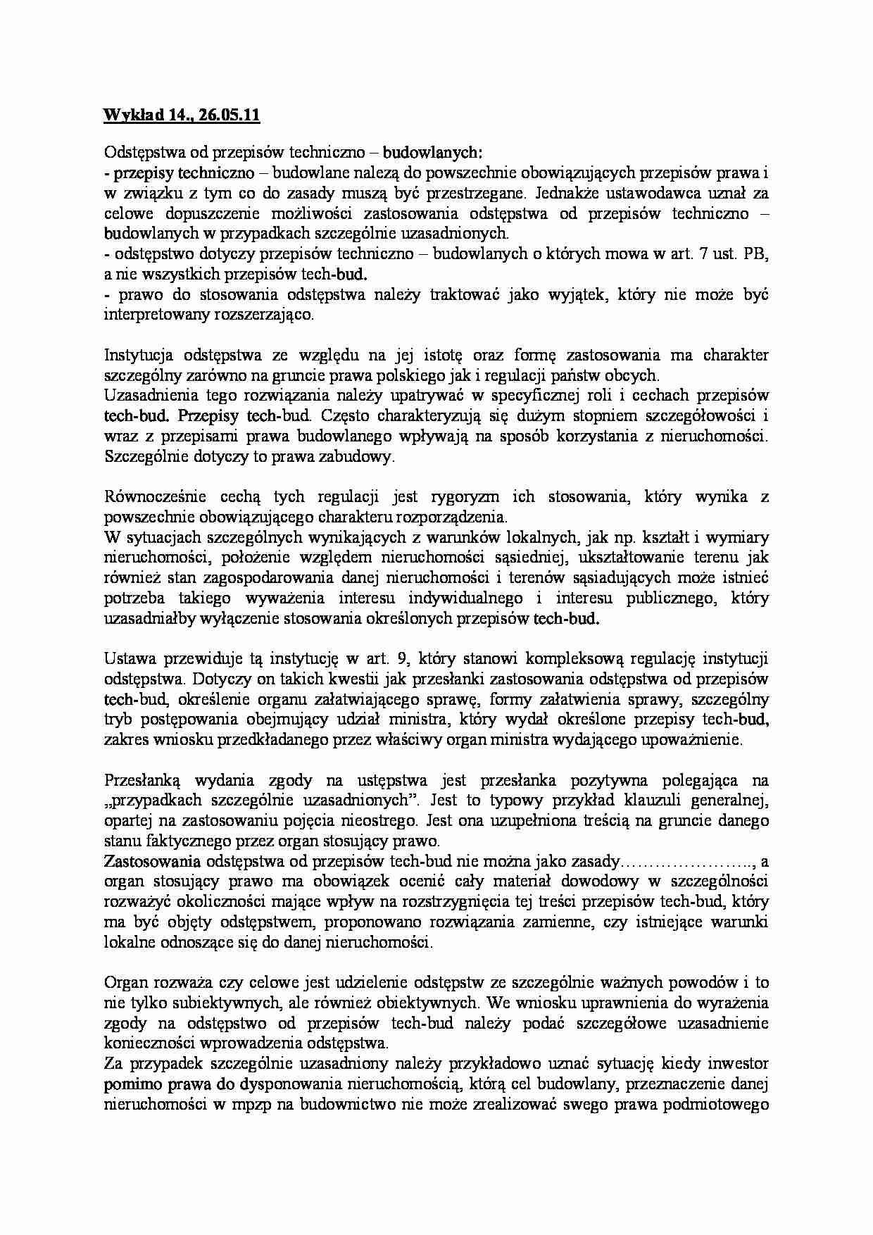 Odstępstwa od przepisów techniczno - budowlanych-wykład  - strona 1