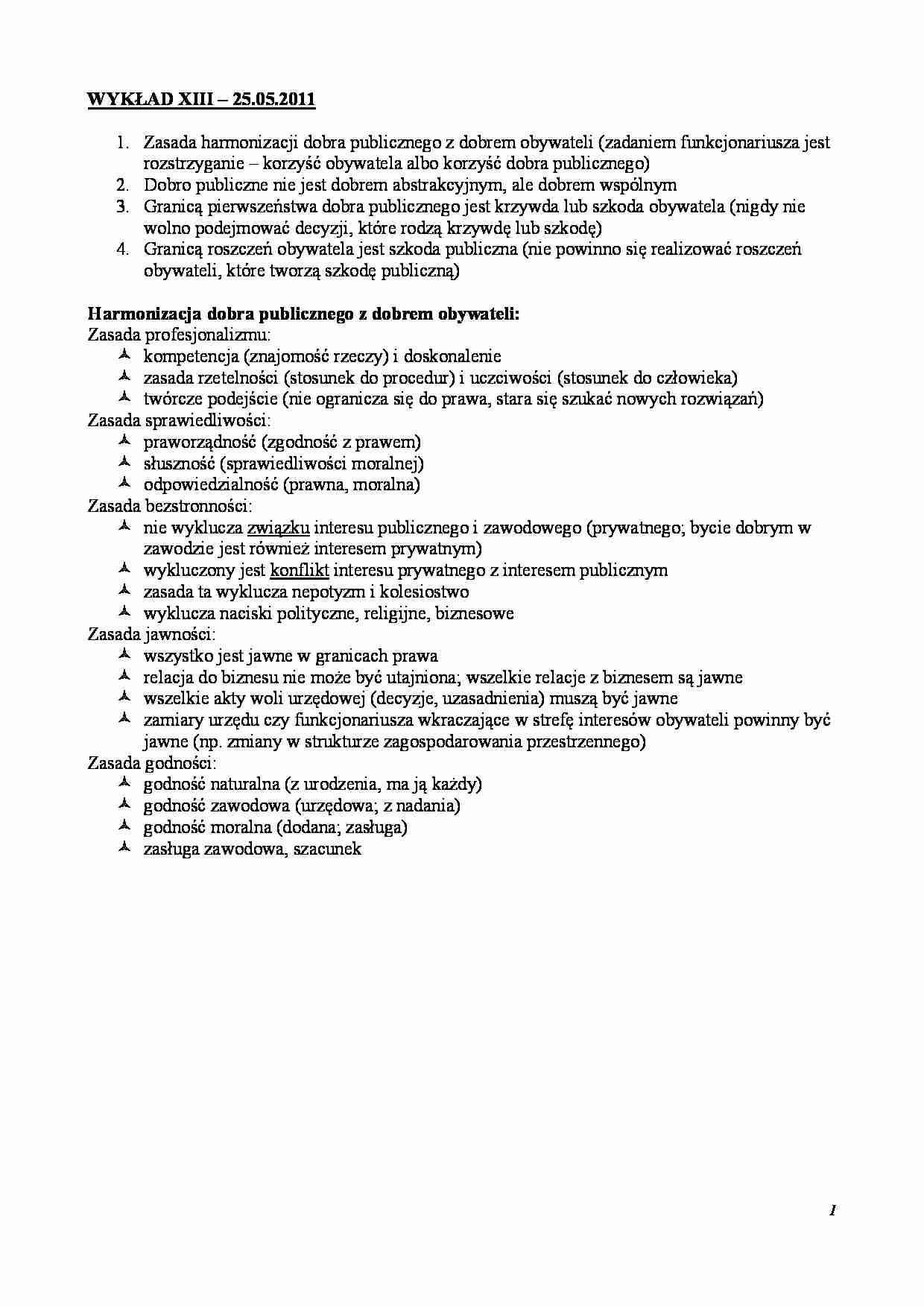 Harmonizacja dobra publicznego z dobrem obywateli-Wykład  - strona 1