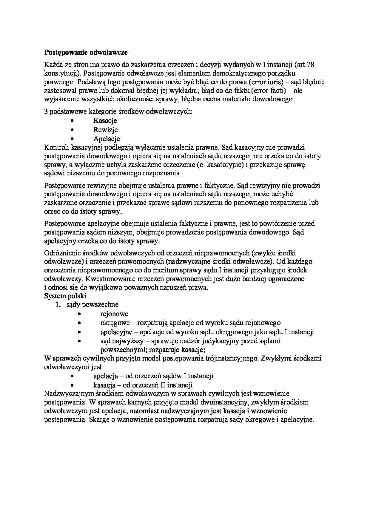 Postępowanie odwoławcze - Środek odwoławczy - strona 1