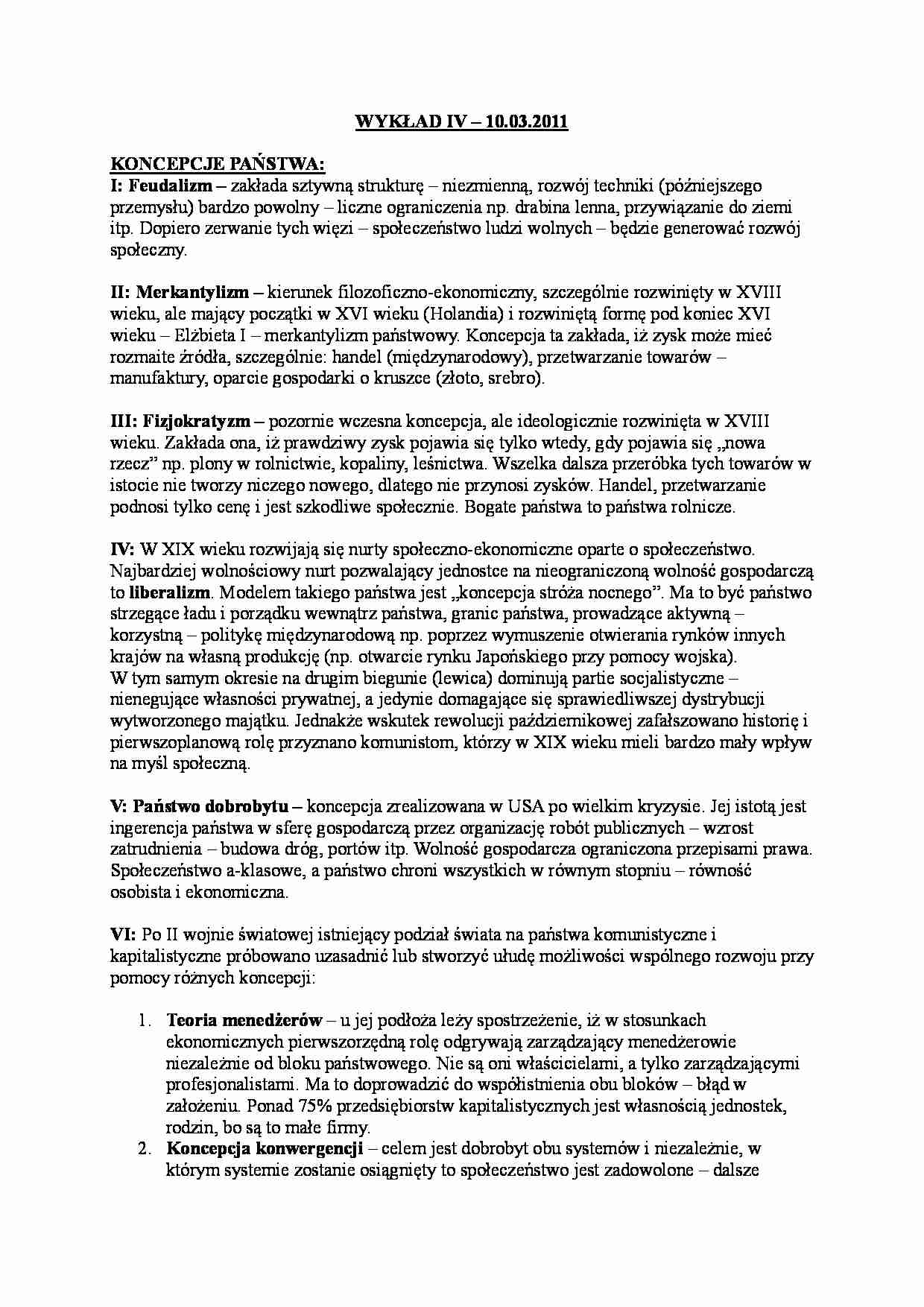 Koncepcje państwa-Wykład  - strona 1