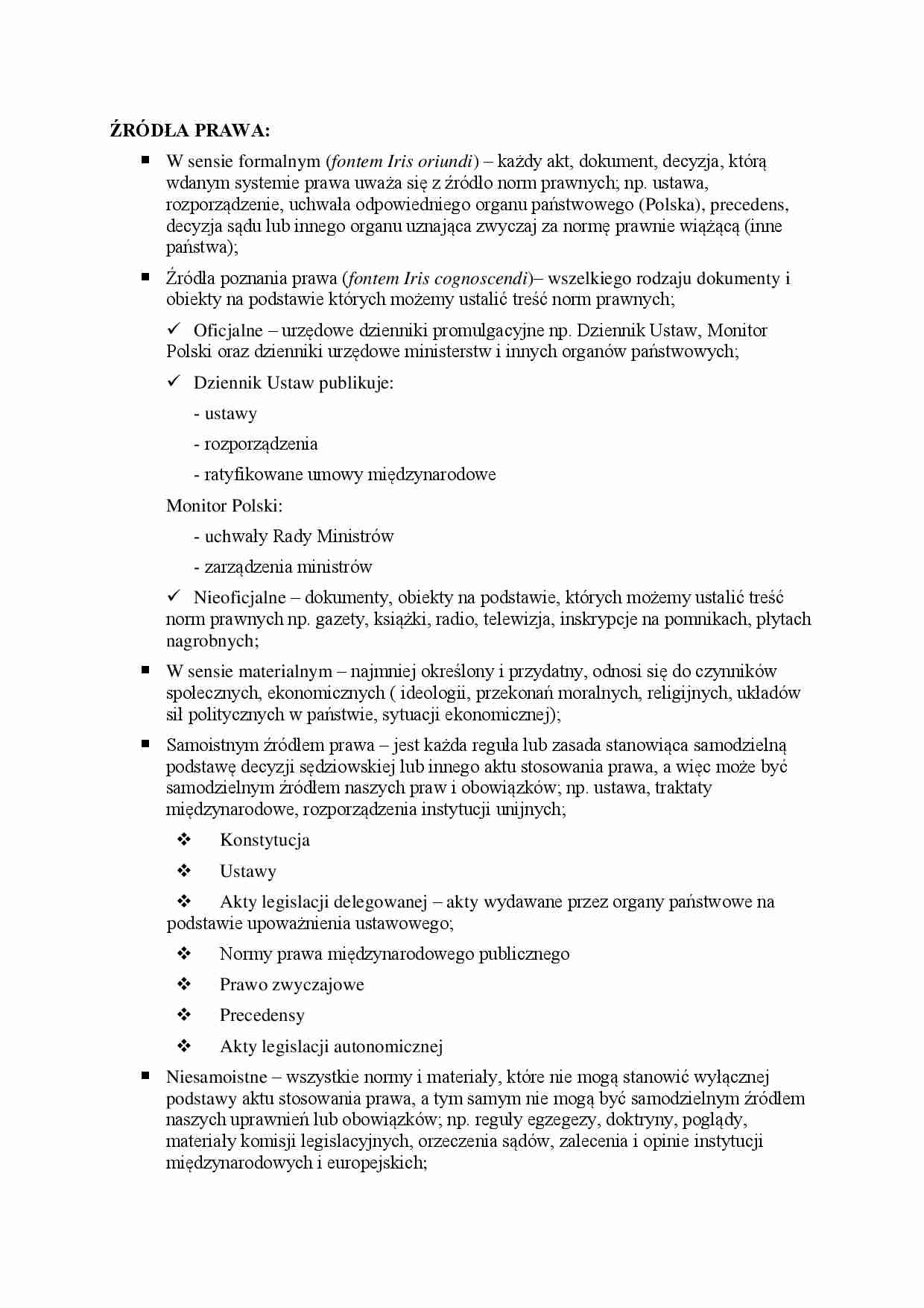 Źródła prawa-opracowanie - strona 1