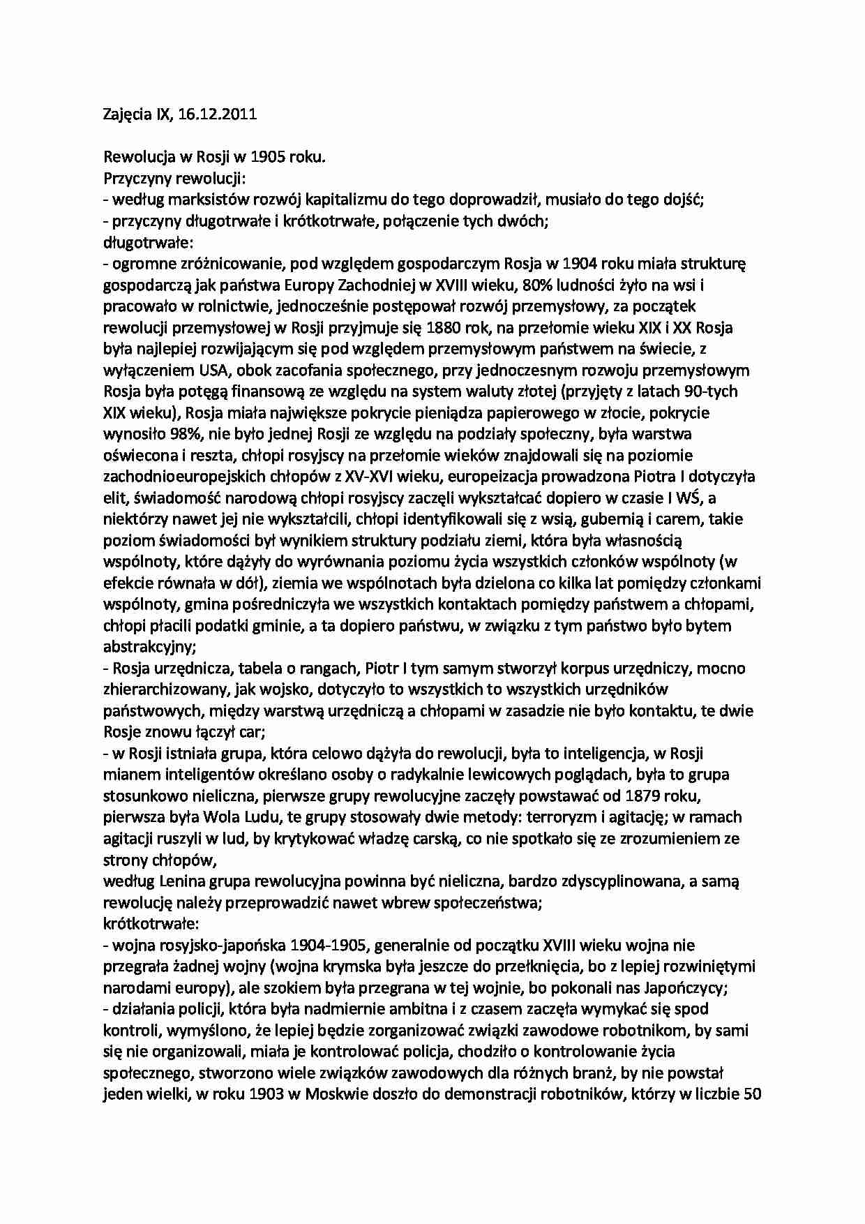 Rewolucja w Rosji w 1905 roku-Ćwiczenia  - strona 1