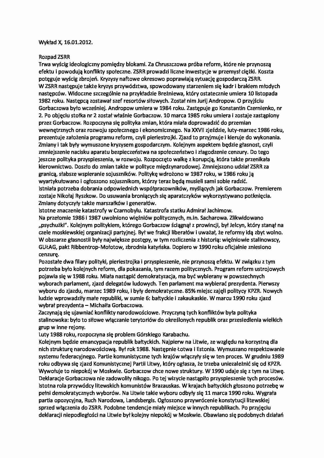 Rozpad ZSRR-Wykład  - strona 1