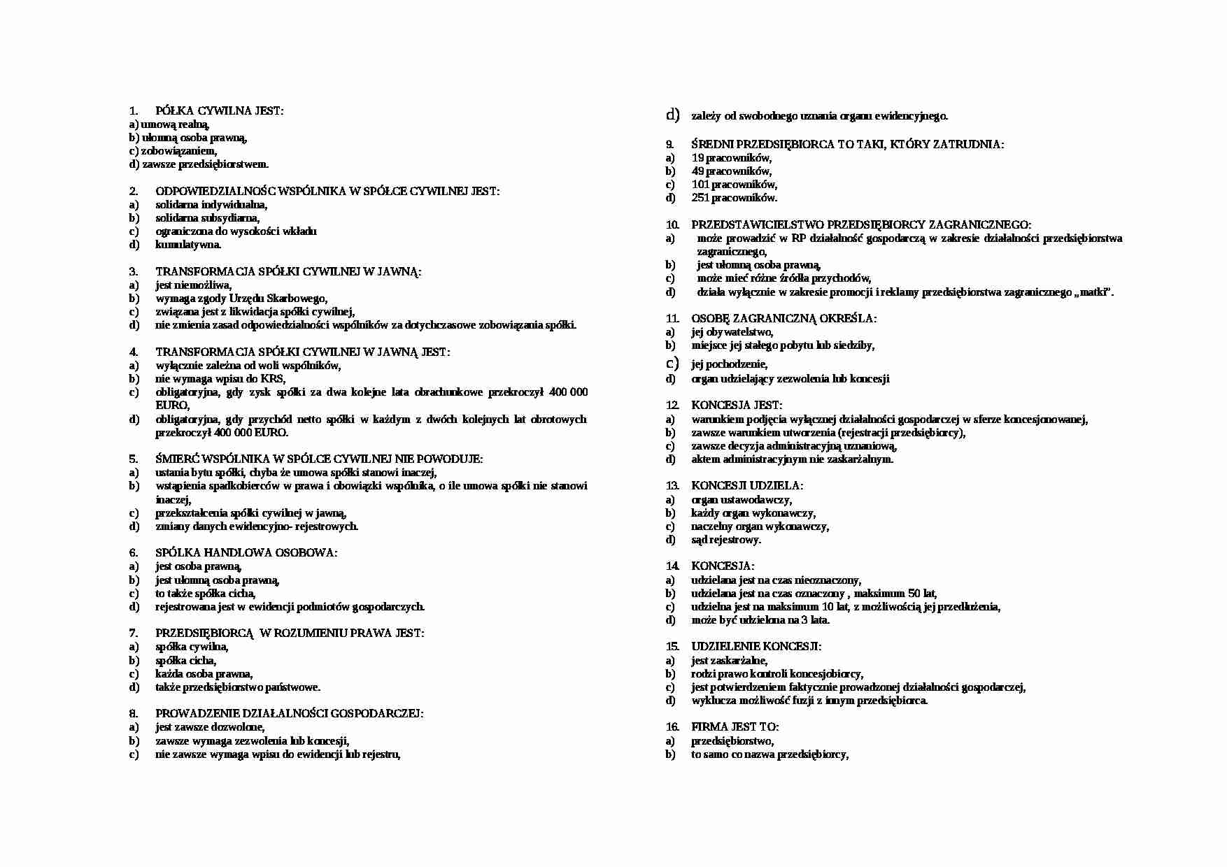 test Prawo Handlowe - Prawo  - strona 1