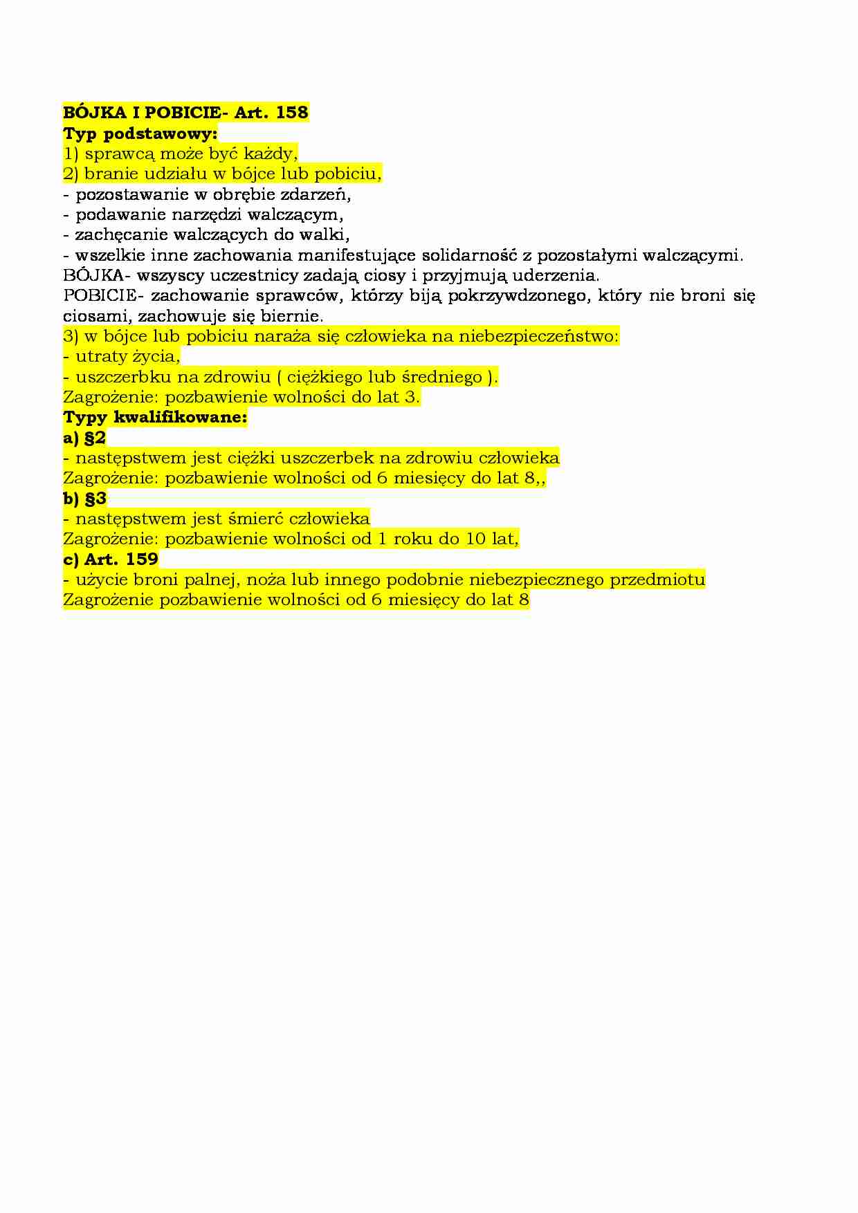 Bójka i pobicie- Art. 158 - strona 1