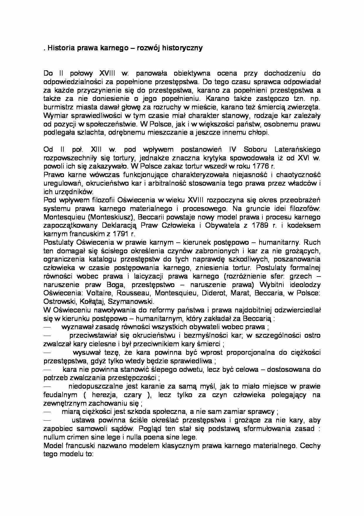 Historia prawa karnego – rozwój historyczny - strona 1