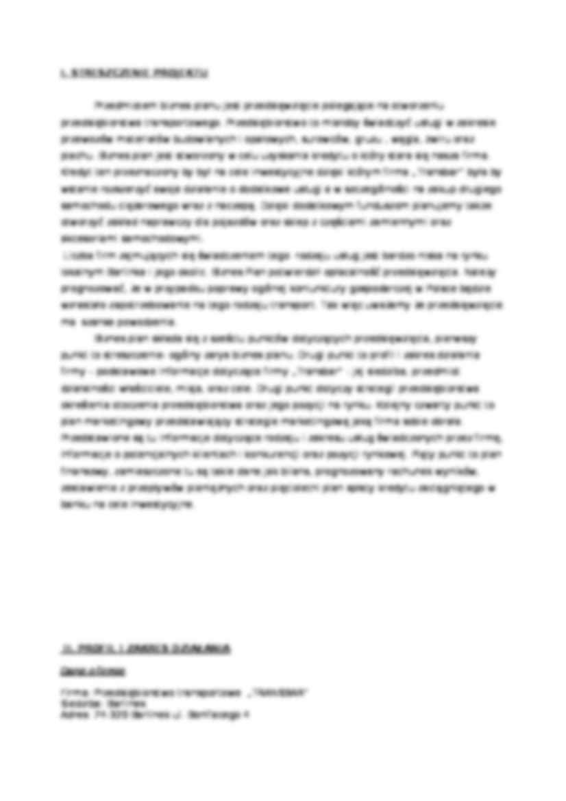 Biznesplan firmy transportowej (14 stron) - strona 2