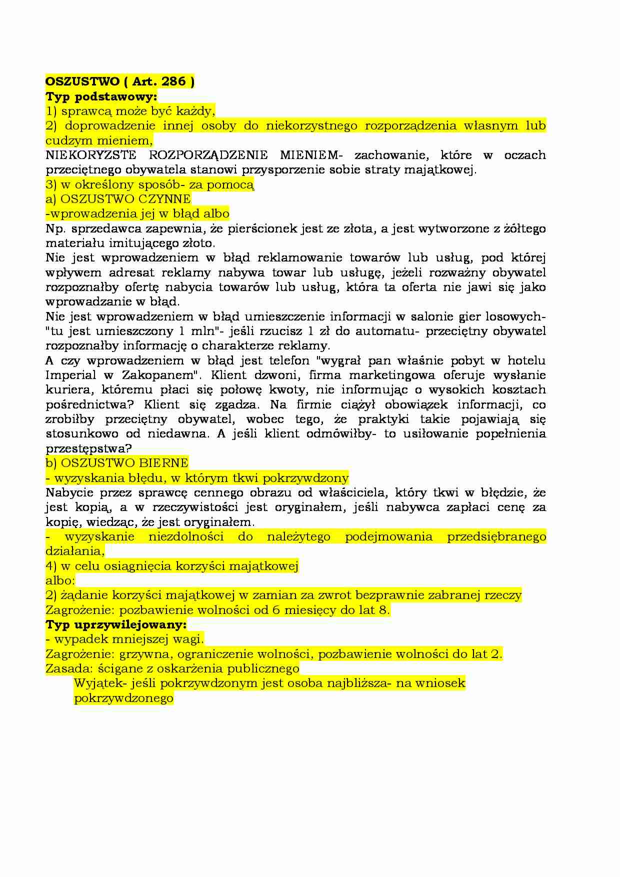 Oszustwo ( Art. 286 ) - strona 1