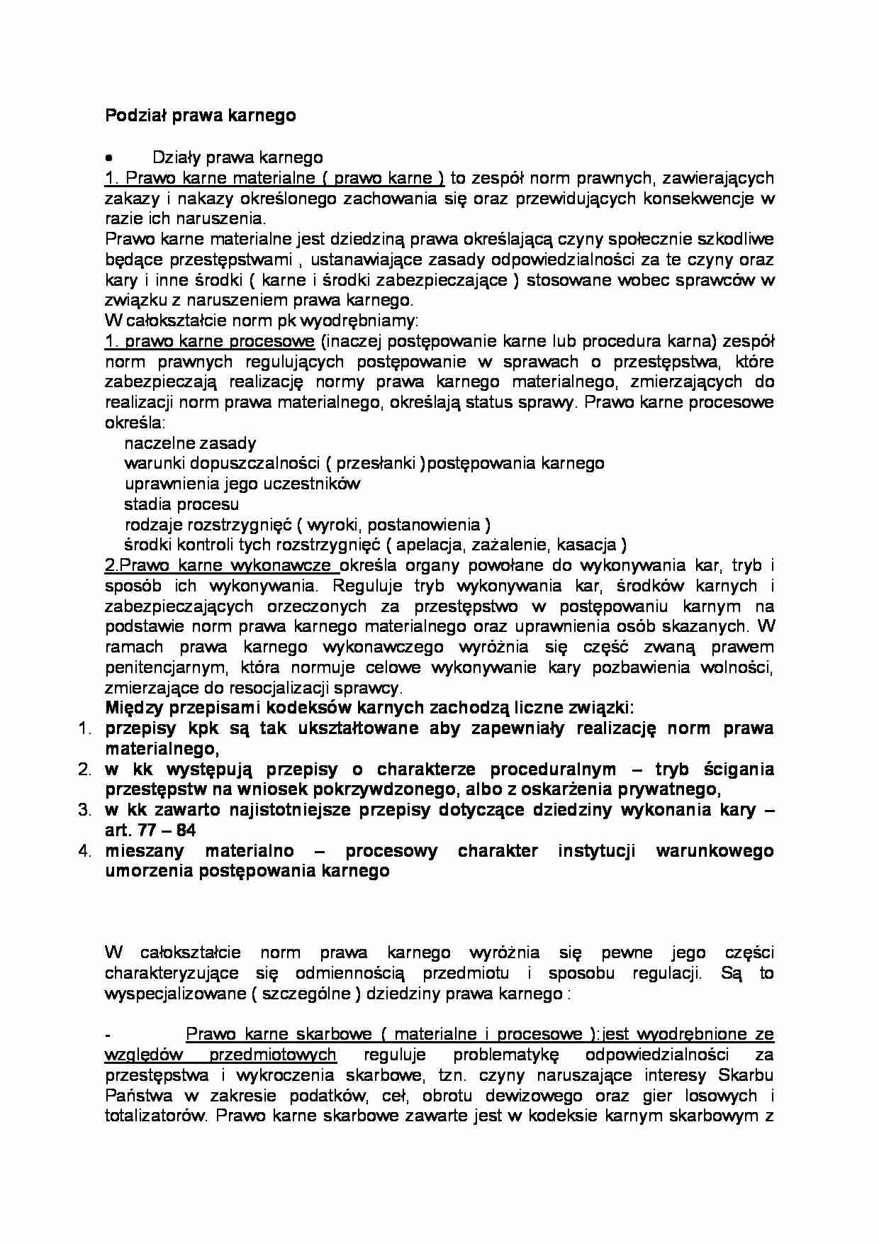 Podział prawa karnego - strona 1