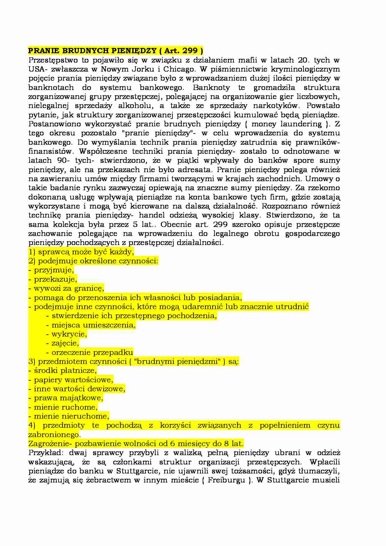 Pranie brudnych pieniędzy ( Art. 299 ) - strona 1