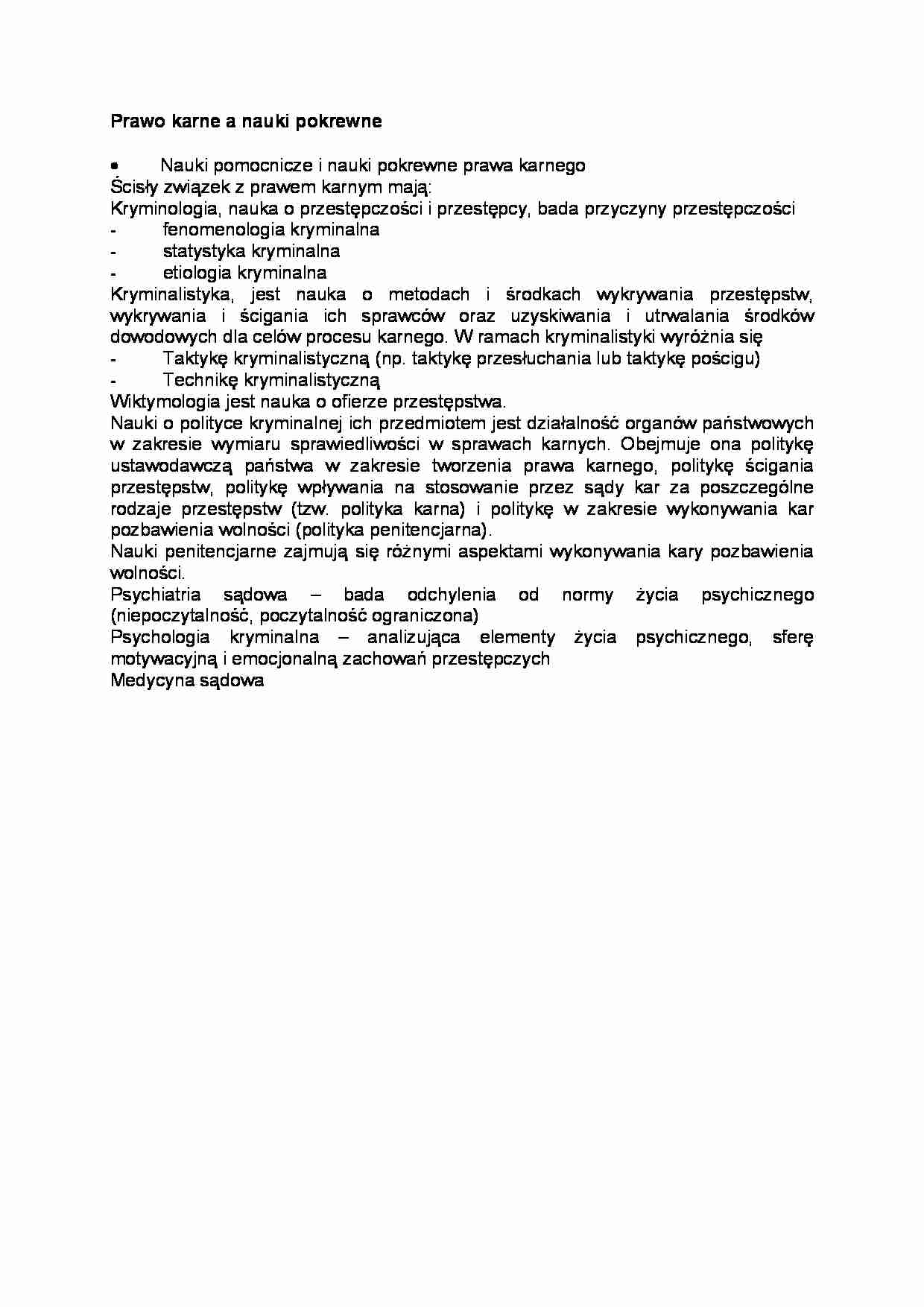 Prawo karne a nauki pokrewne - strona 1