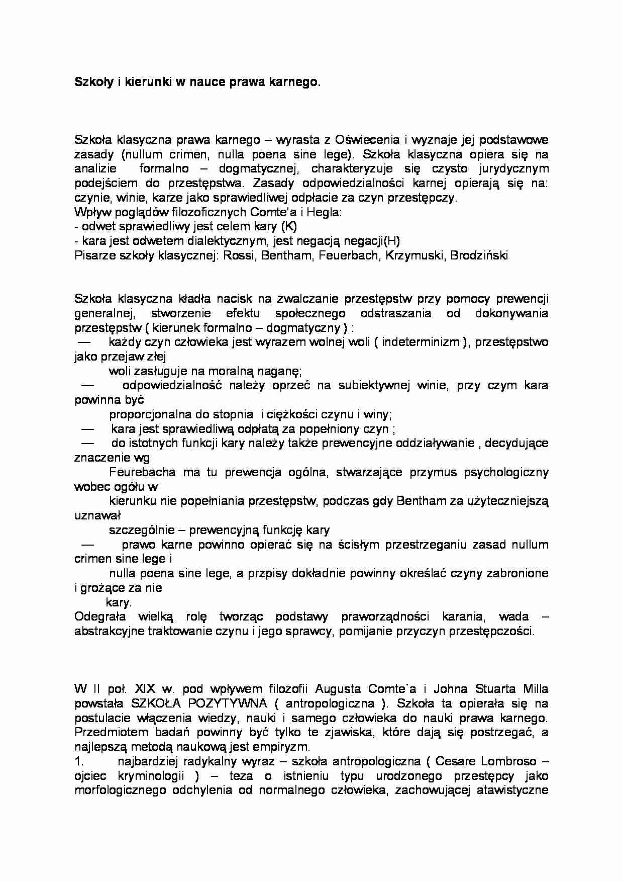 Szkoły i kierunki w nauce prawa karnego - strona 1
