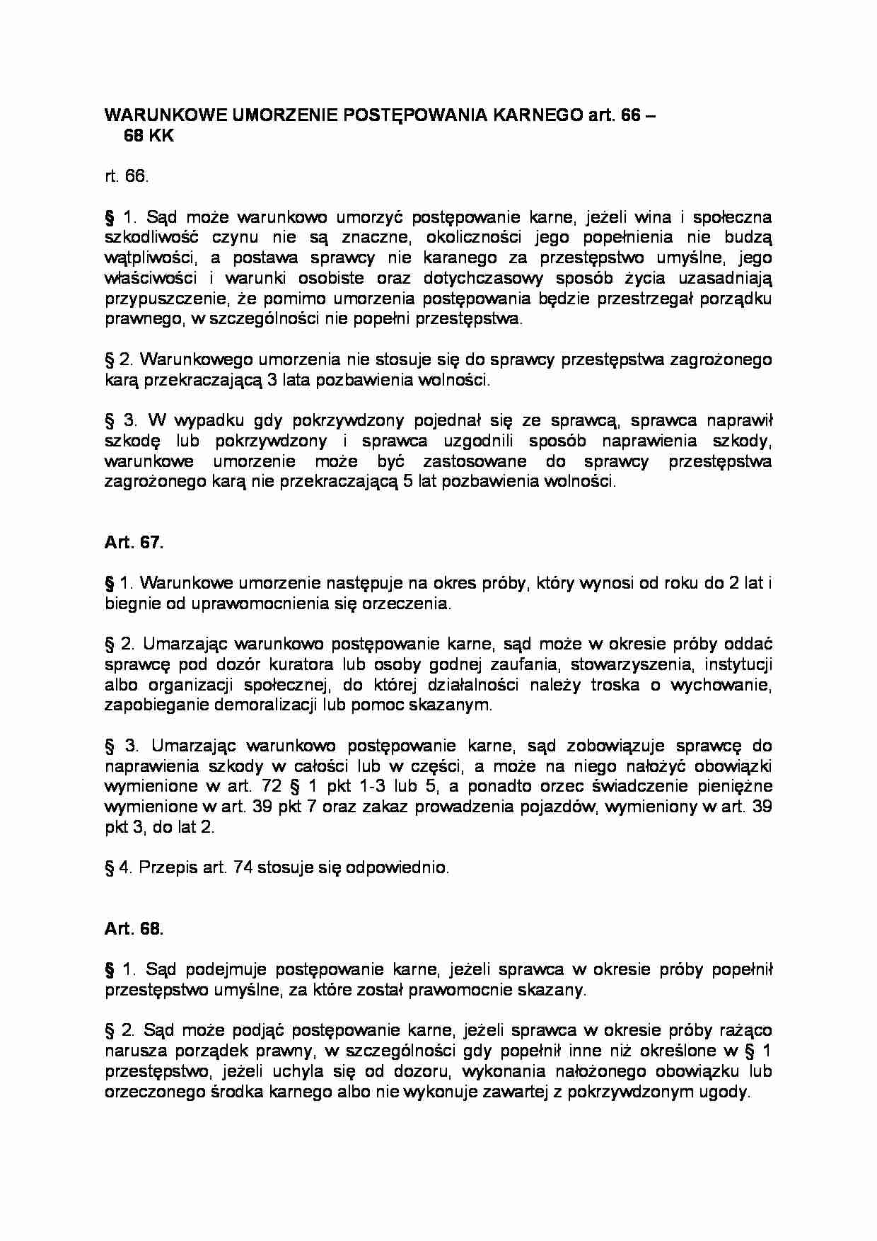 Warunkowe umorzenie postępowania karnego - strona 1