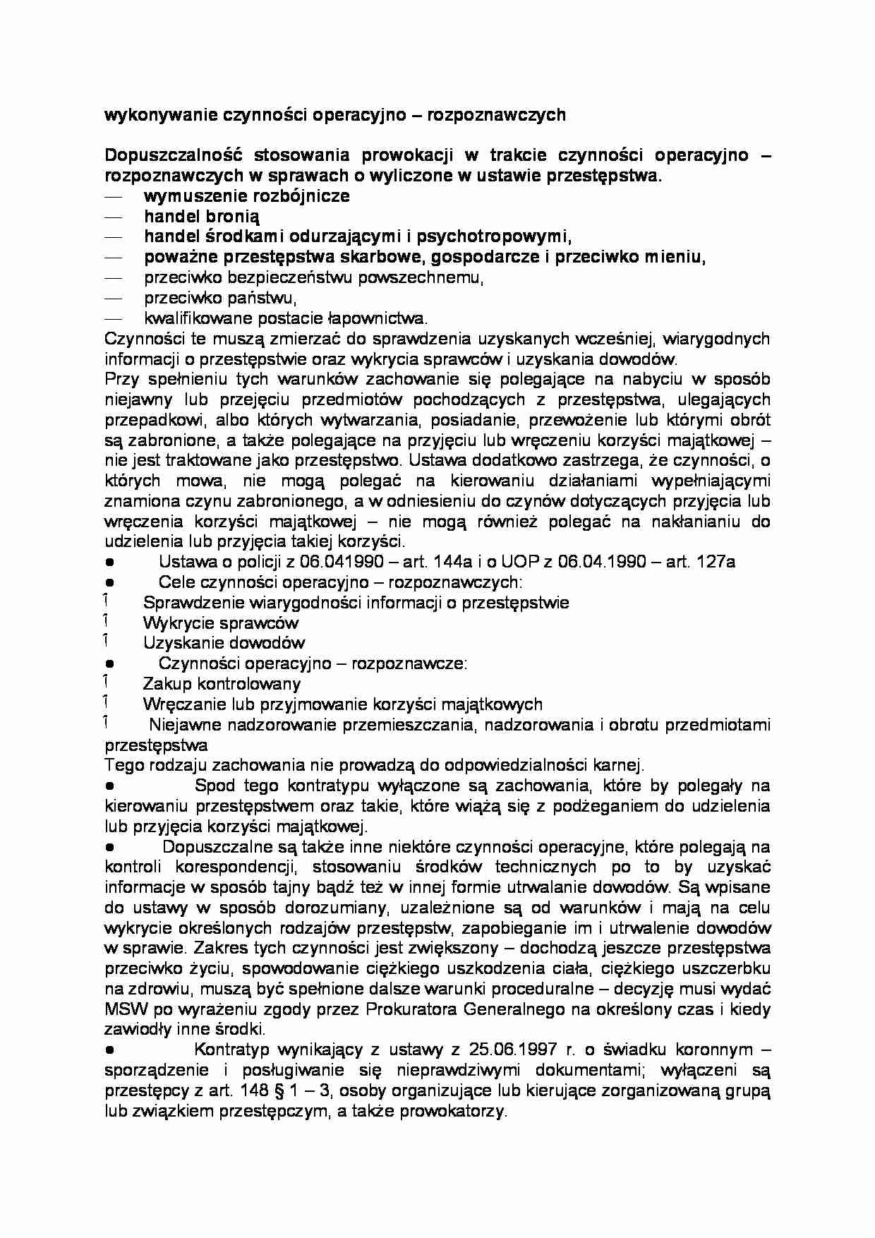 Wykonywanie czynności operacyjno – rozpoznawczych - strona 1