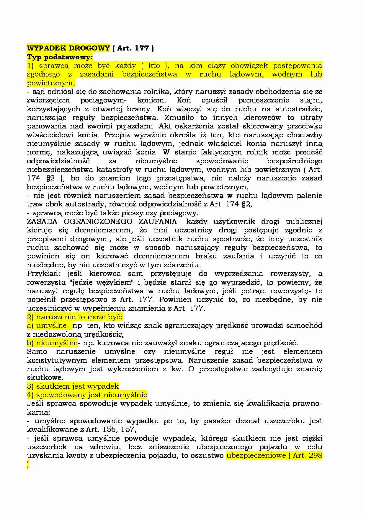 Wypadek drogowy ( Art. 177 ) - strona 1