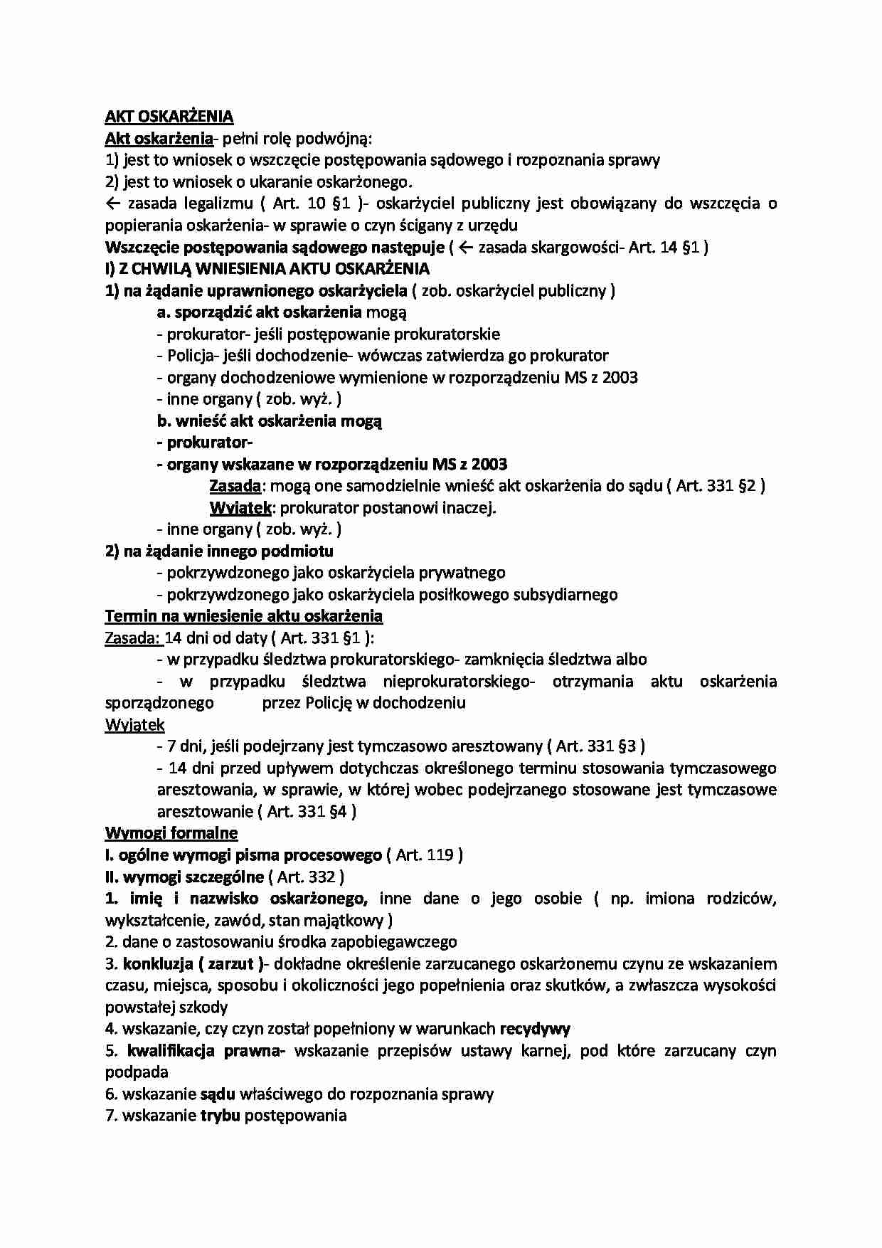 Akt oskarżenia - terminy, wymogi - strona 1