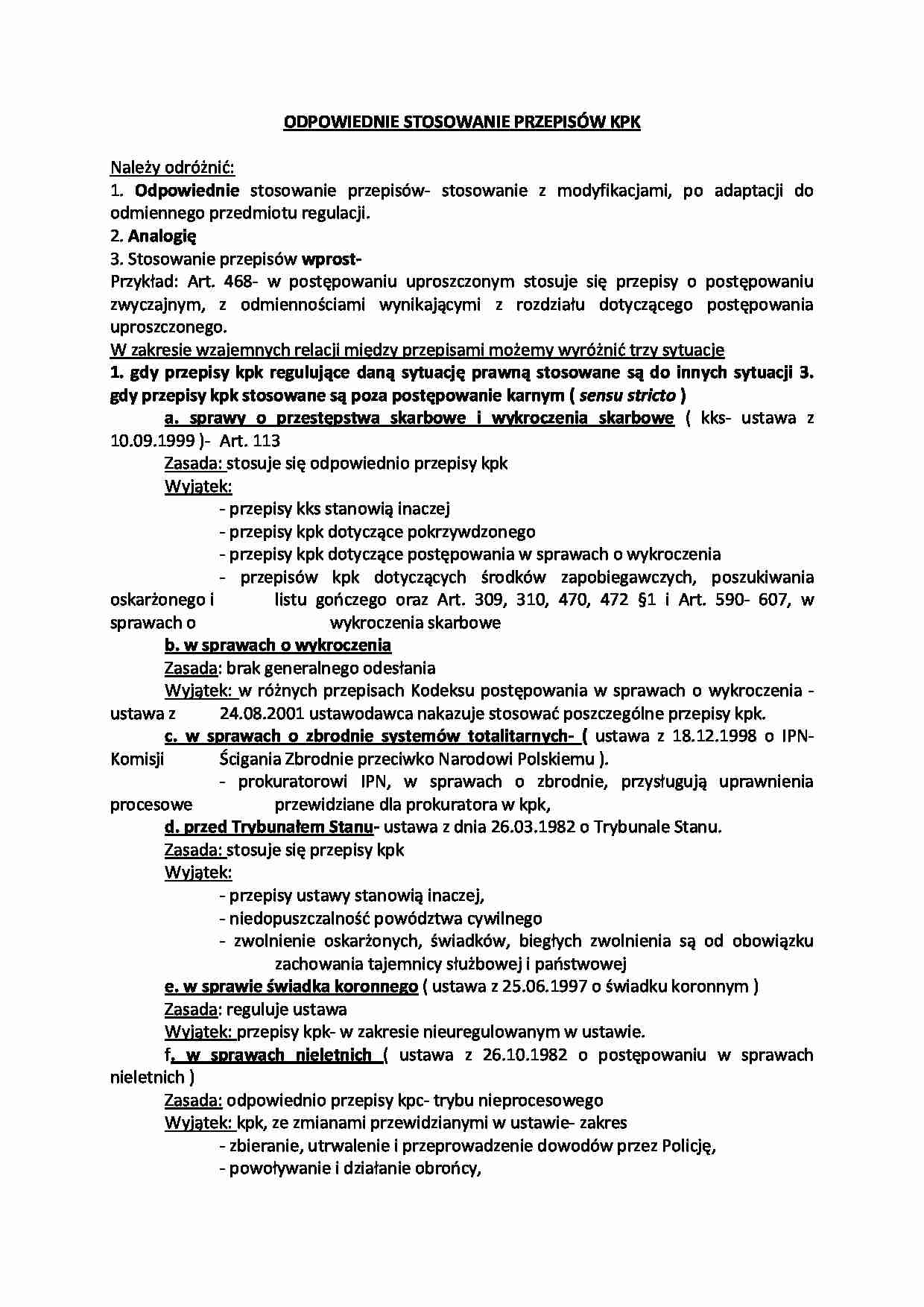 Odpowiednie stosowanie przepisów kpk - strona 1