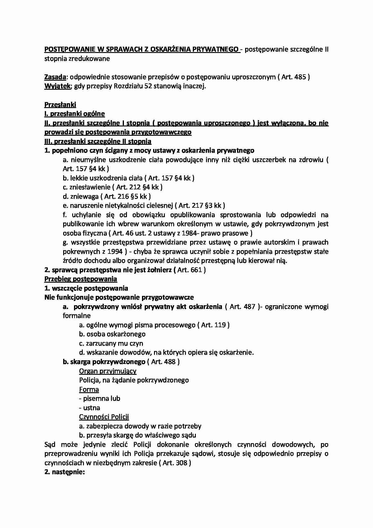 Postępowanie w sprawach z oskarżenia prywatnego - strona 1