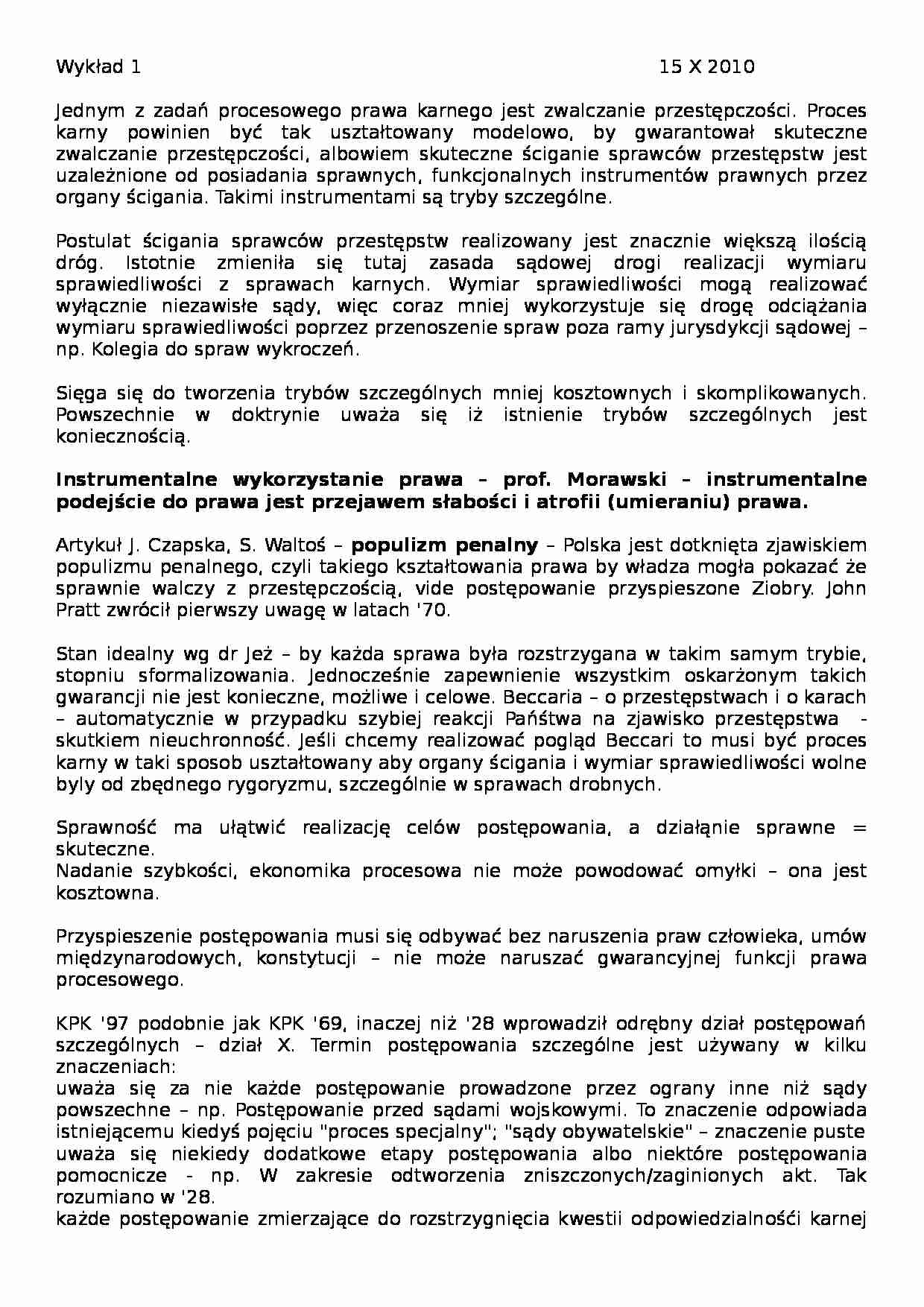Tryby szczególne postępowania karnego - strona 1