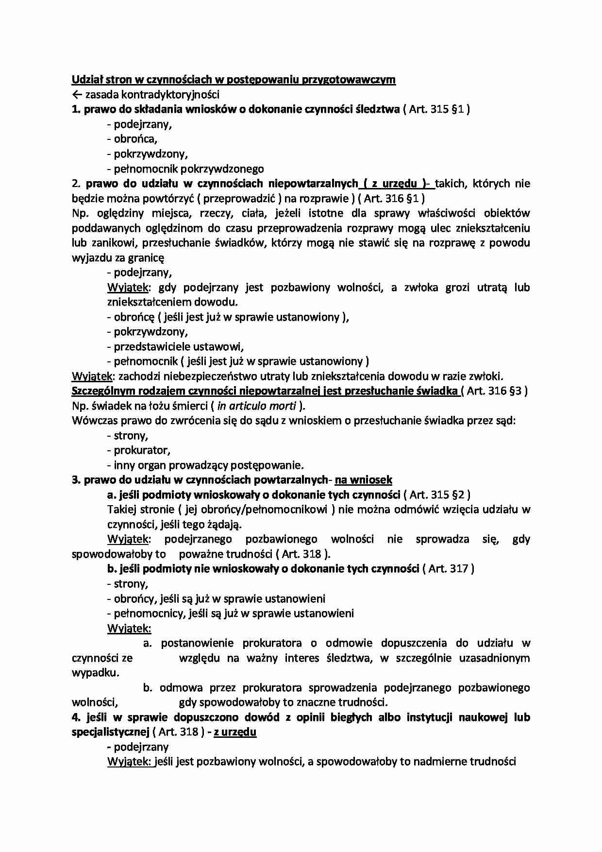 Udział stron w czynnościach w postępowaniu przygotowawczym - strona 1