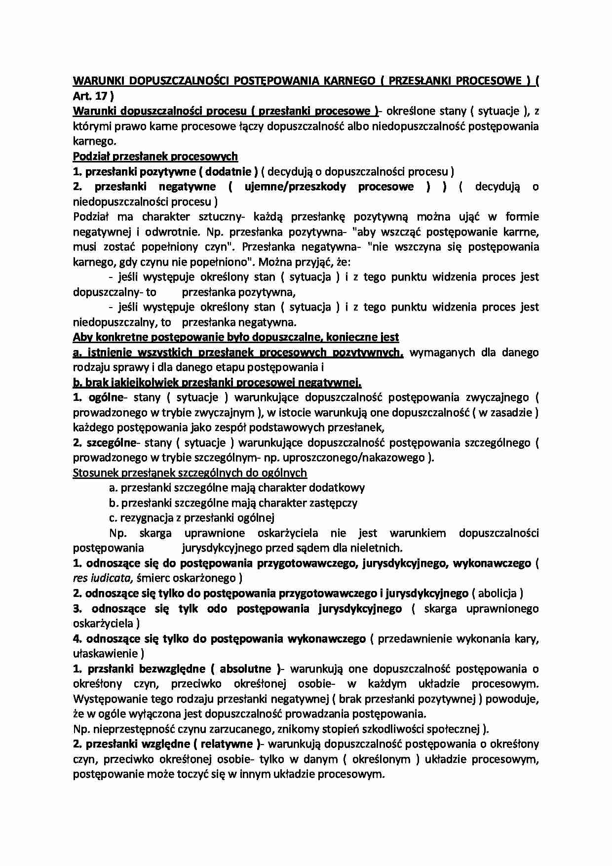 Warunki dopuszczalności postępowania karnego - strona 1