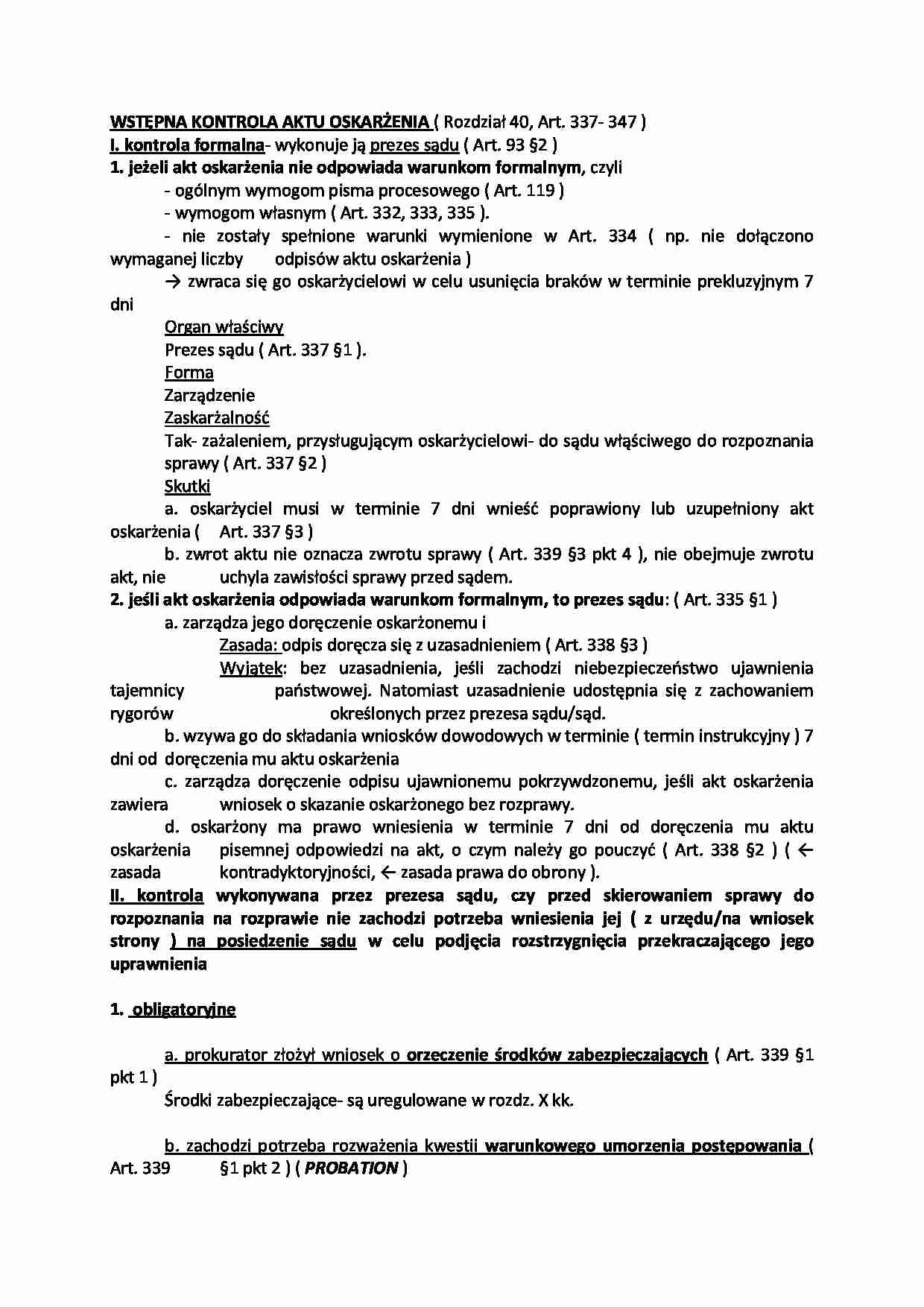 Wstępna kontrola aktu oskarżenia - strona 1
