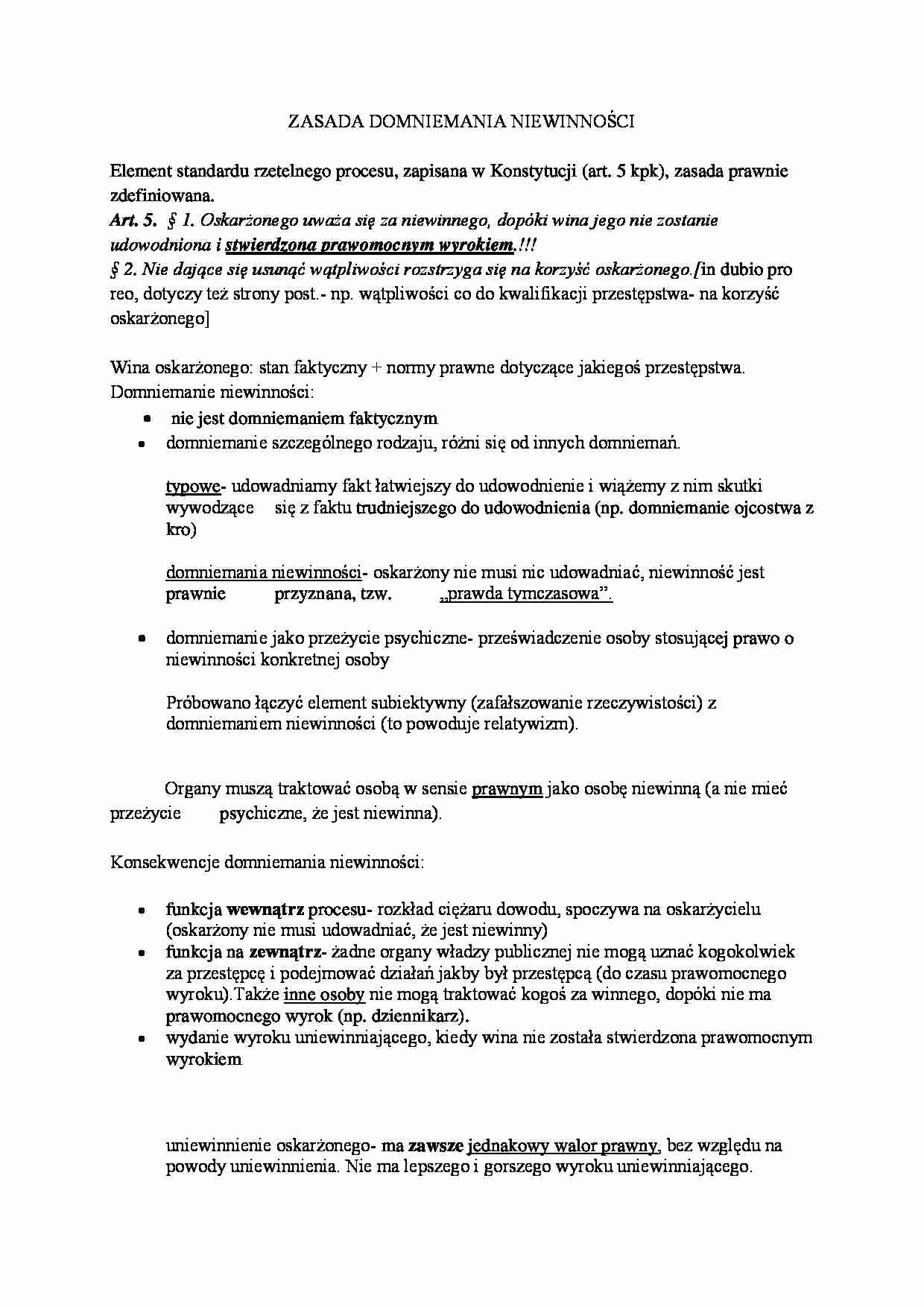Zasada domniemania niewinności-wykład  - strona 1