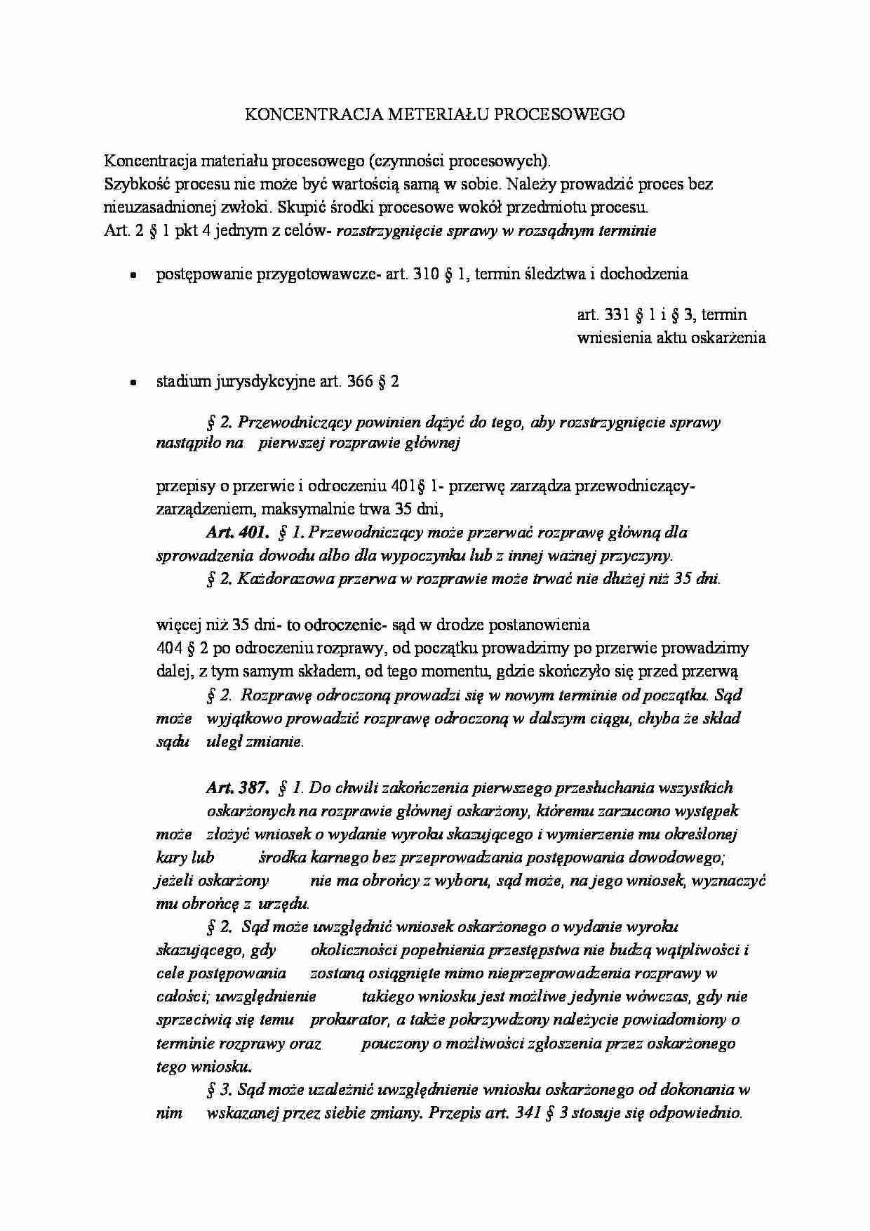 Koncentracja materiału procesowego-wykład  - strona 1
