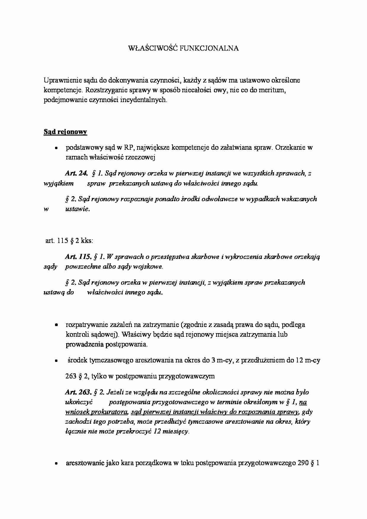 Właściwość funkcjonalna sądu-wykład  - strona 1