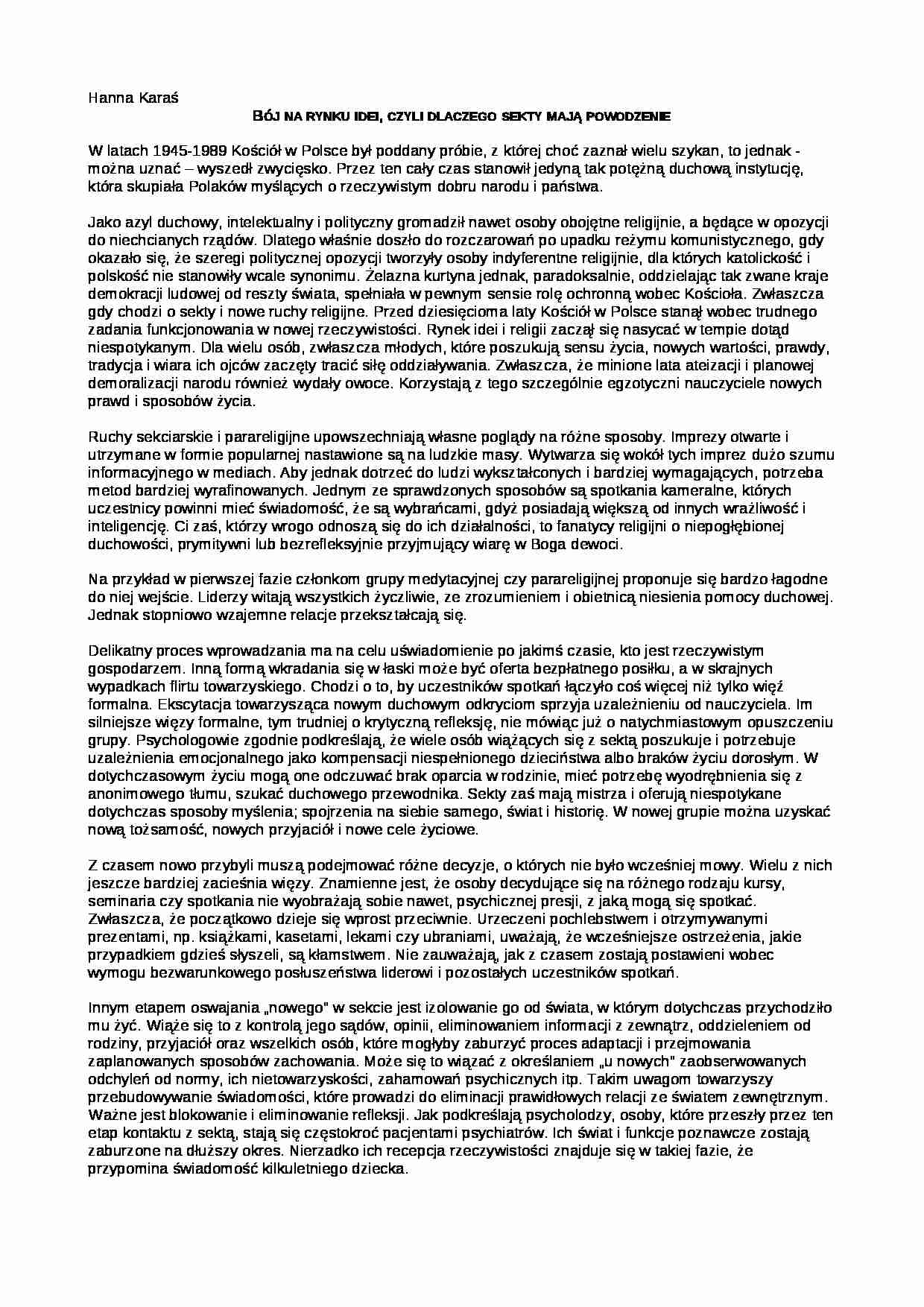 Dlaczego sekty mają powodzenie - pedagogika - strona 1