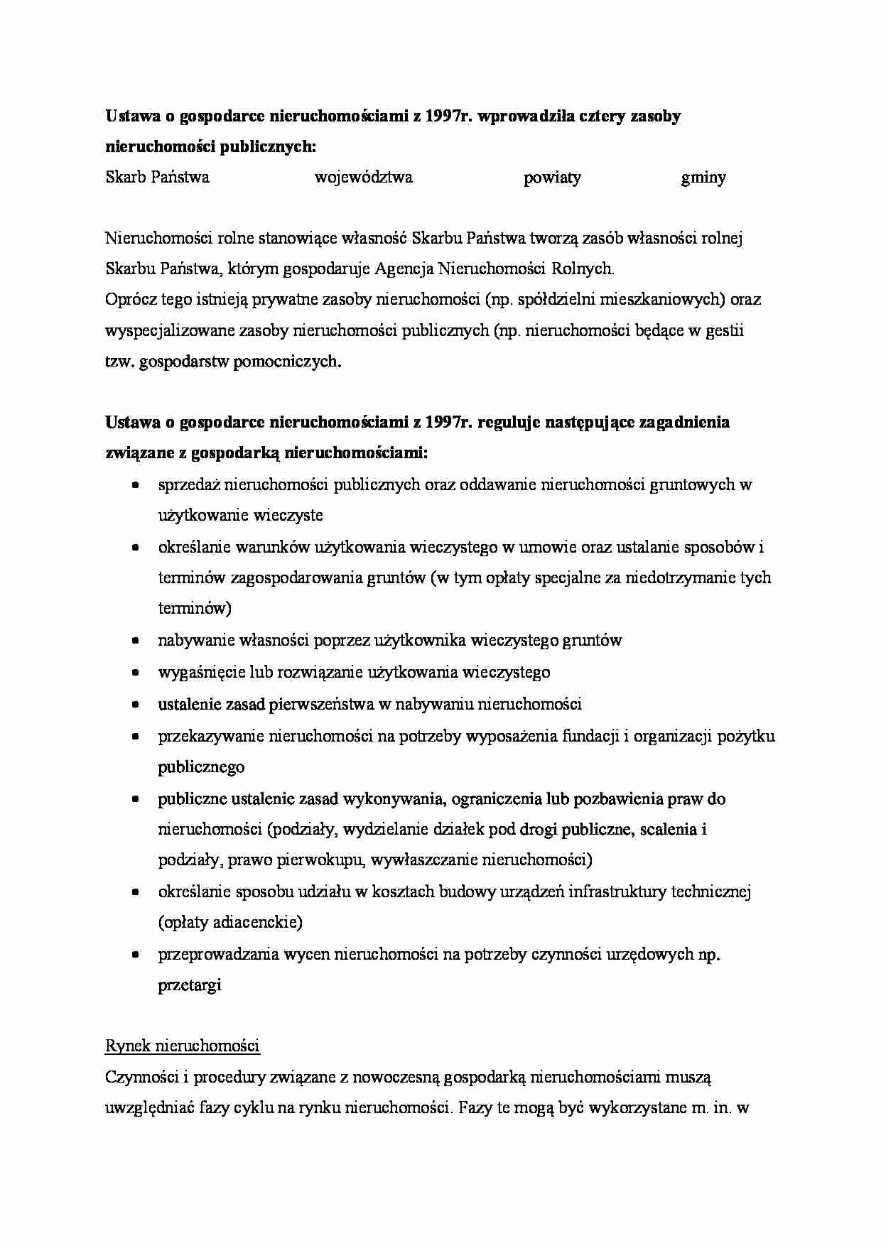 Ustawa o gospodarce nieruchomościami z 1997r - strona 1