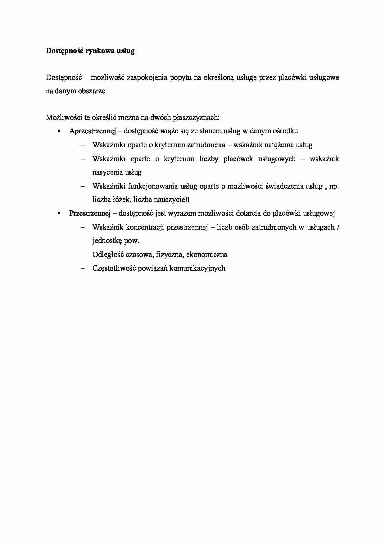 Dostępność rynkowa usług - strona 1