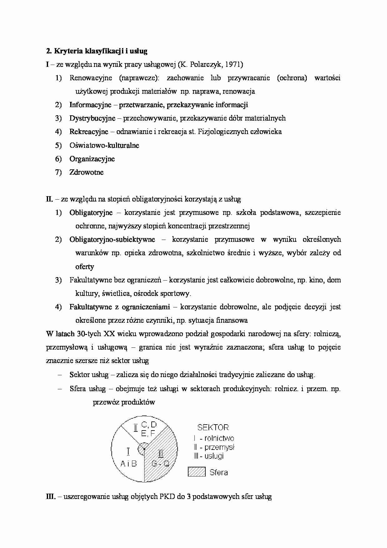 Kryteria klasyfikacji i usług - strona 1