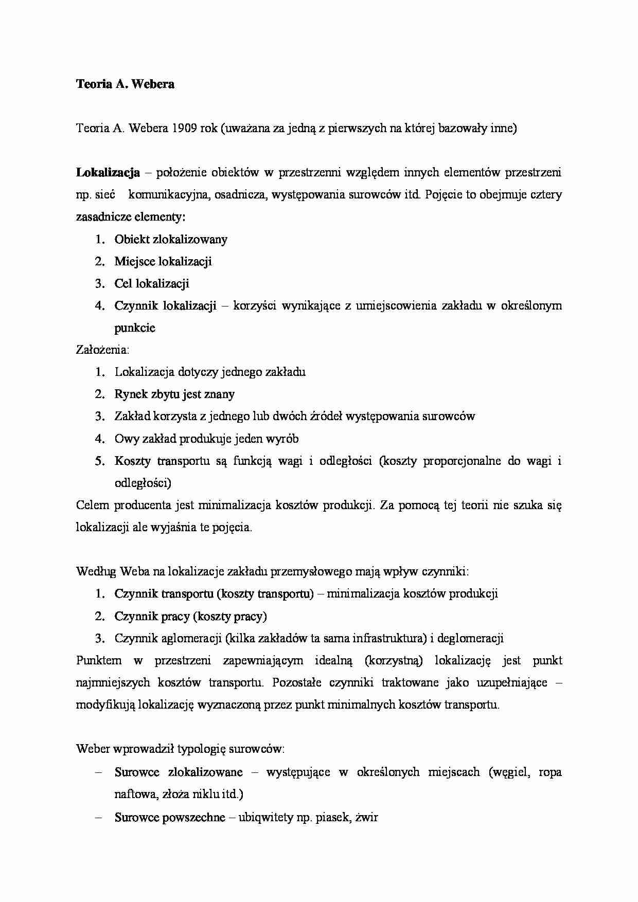 Teoria A. Webera - strona 1