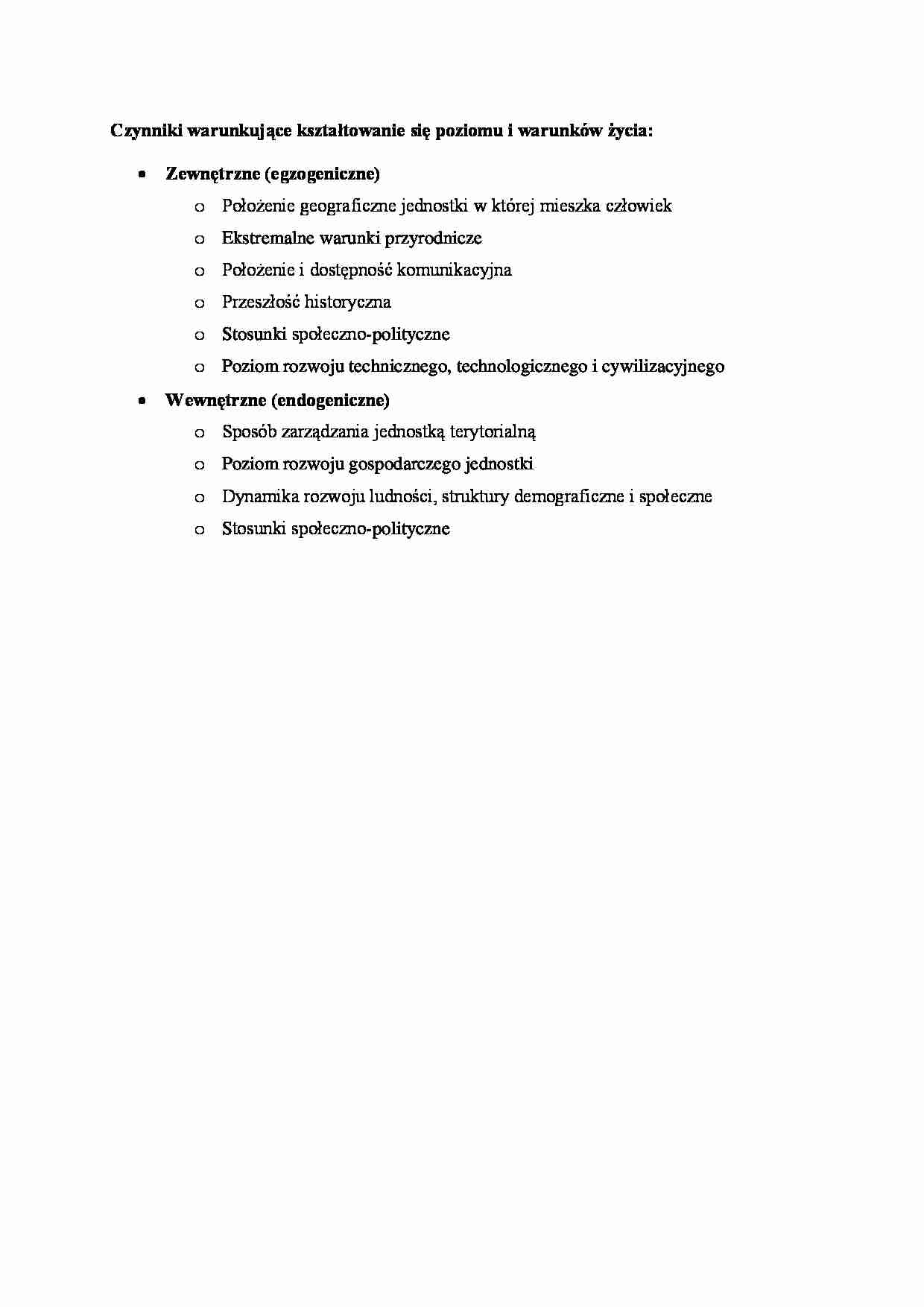 Czynniki poziomu i warunków życia - strona 1