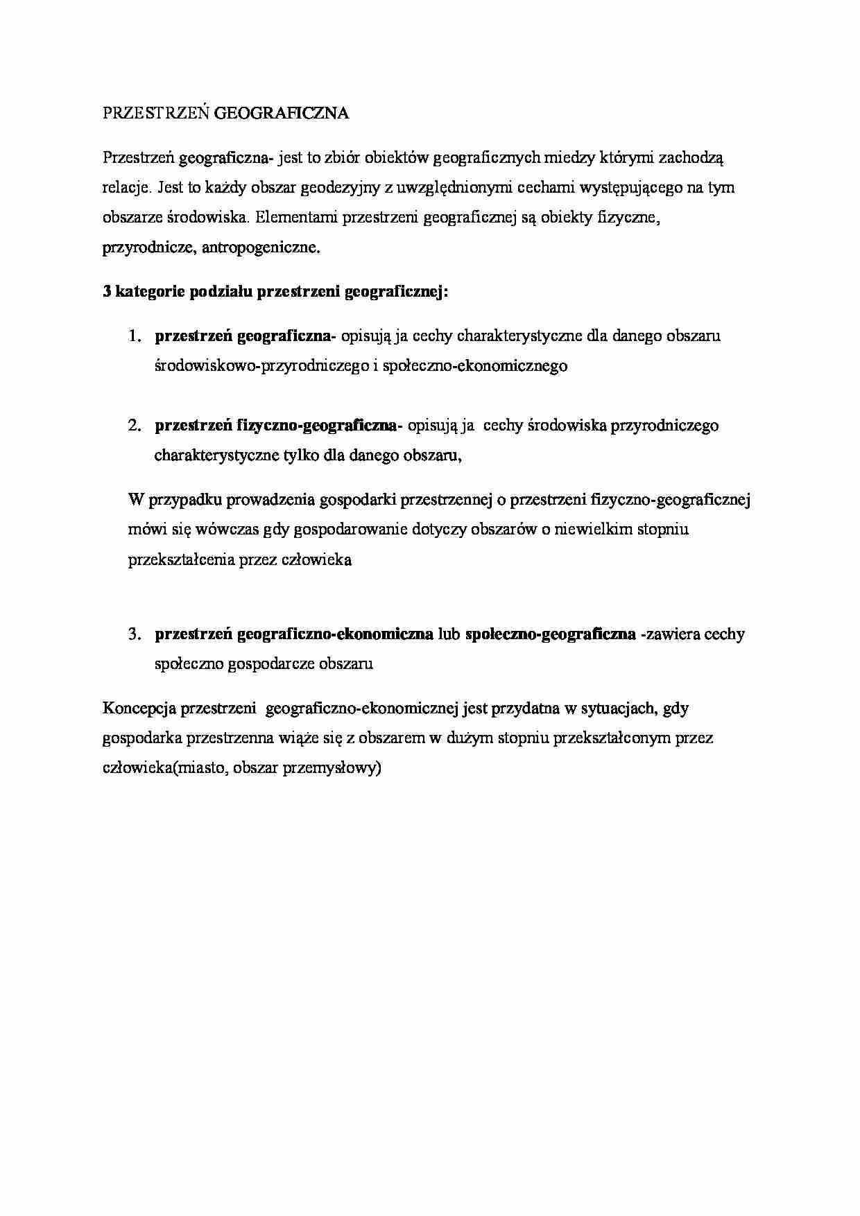 Przestrzeń geograficzna - Gospodarka przestrzenna - strona 1