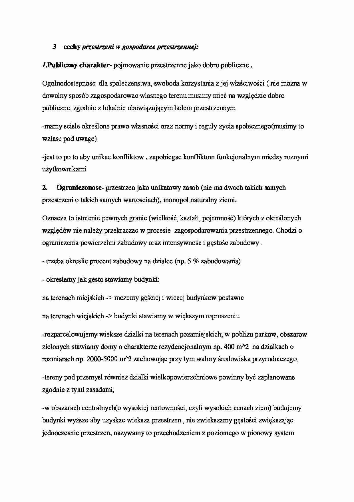 Cechy przestrzeni w gospodarce przestrzennej - strona 1