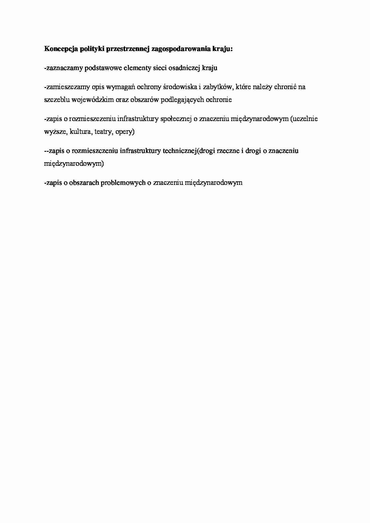Koncepcja polityki przestrzennej zagospodarowania kraju - strona 1