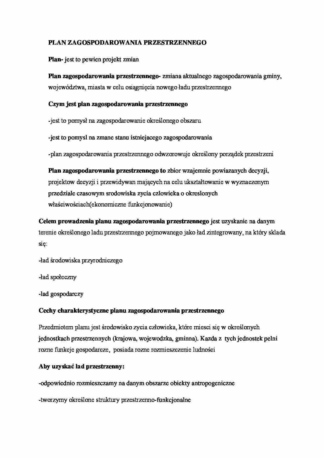 Plan zagospodarowania przestrzennego - Ład przestrzenny - strona 1