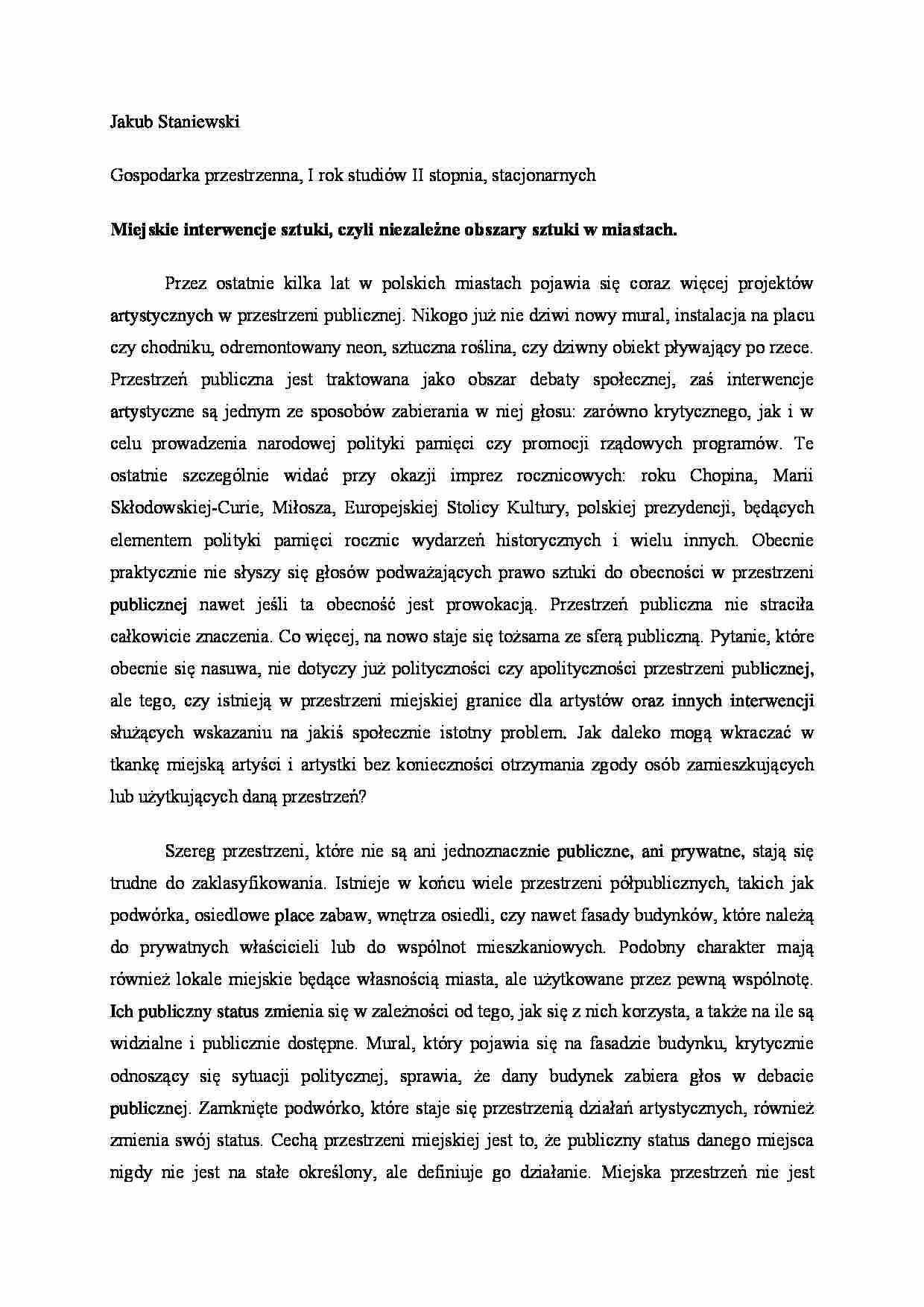 Niezależne obszary sztuki w miastach - strona 1