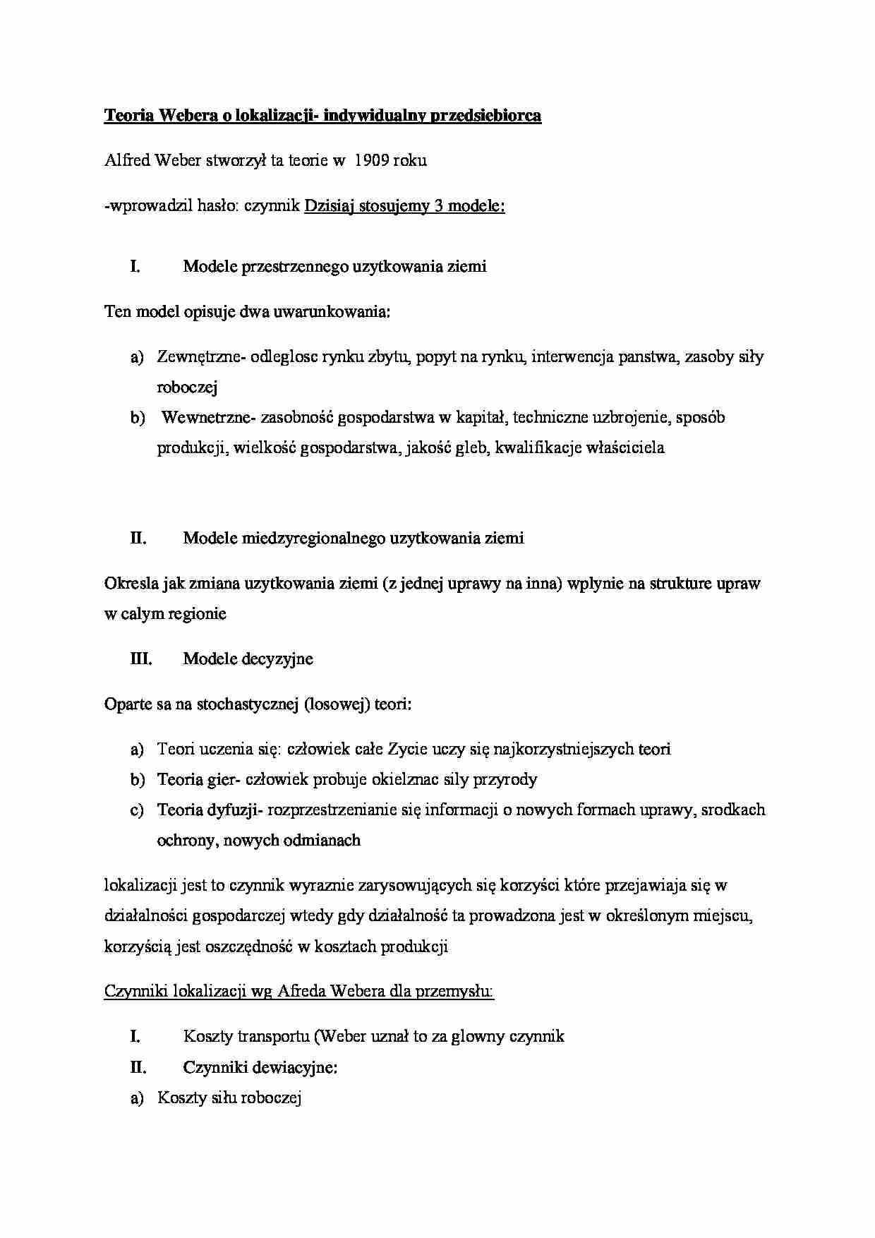 Teoria Webera o lokalizacji - strona 1