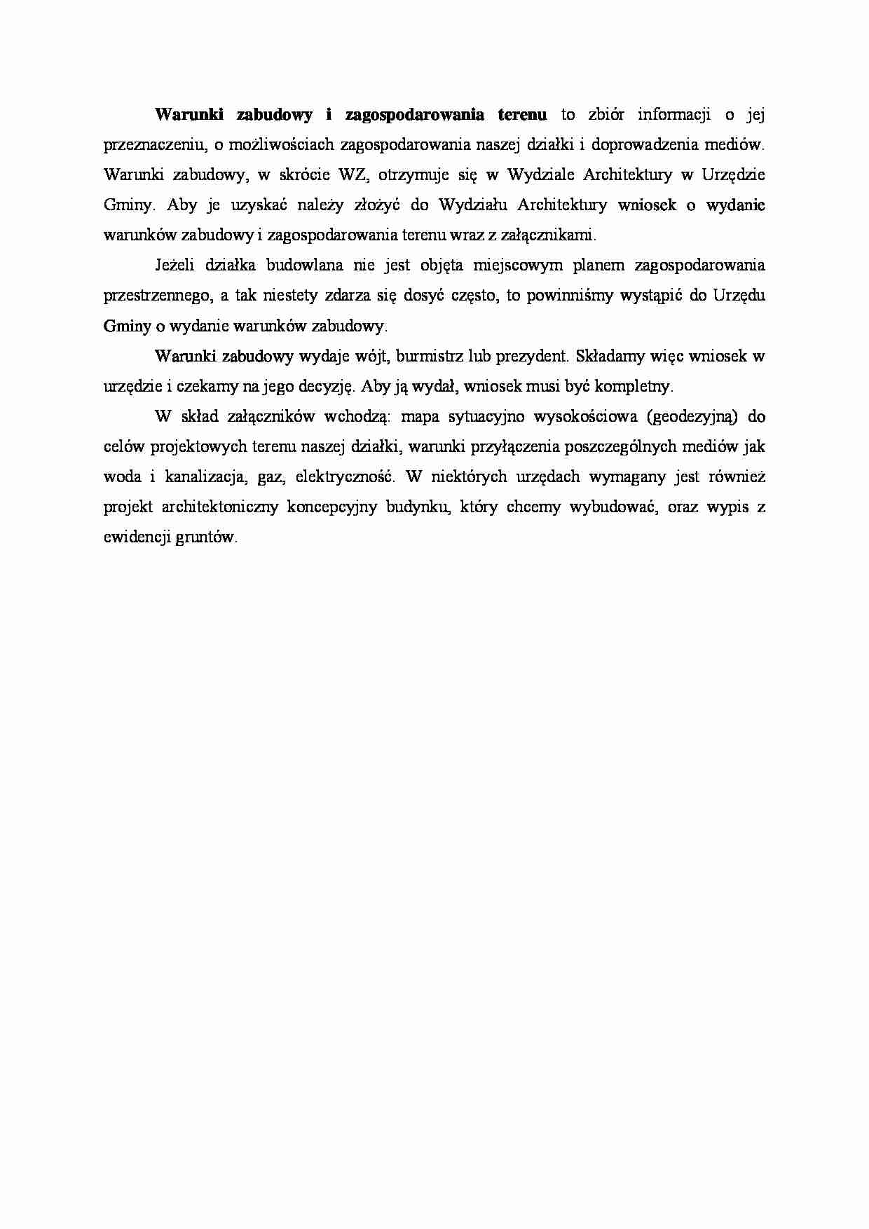 Warunki zabudowy i zagospodarowania terenu  - strona 1