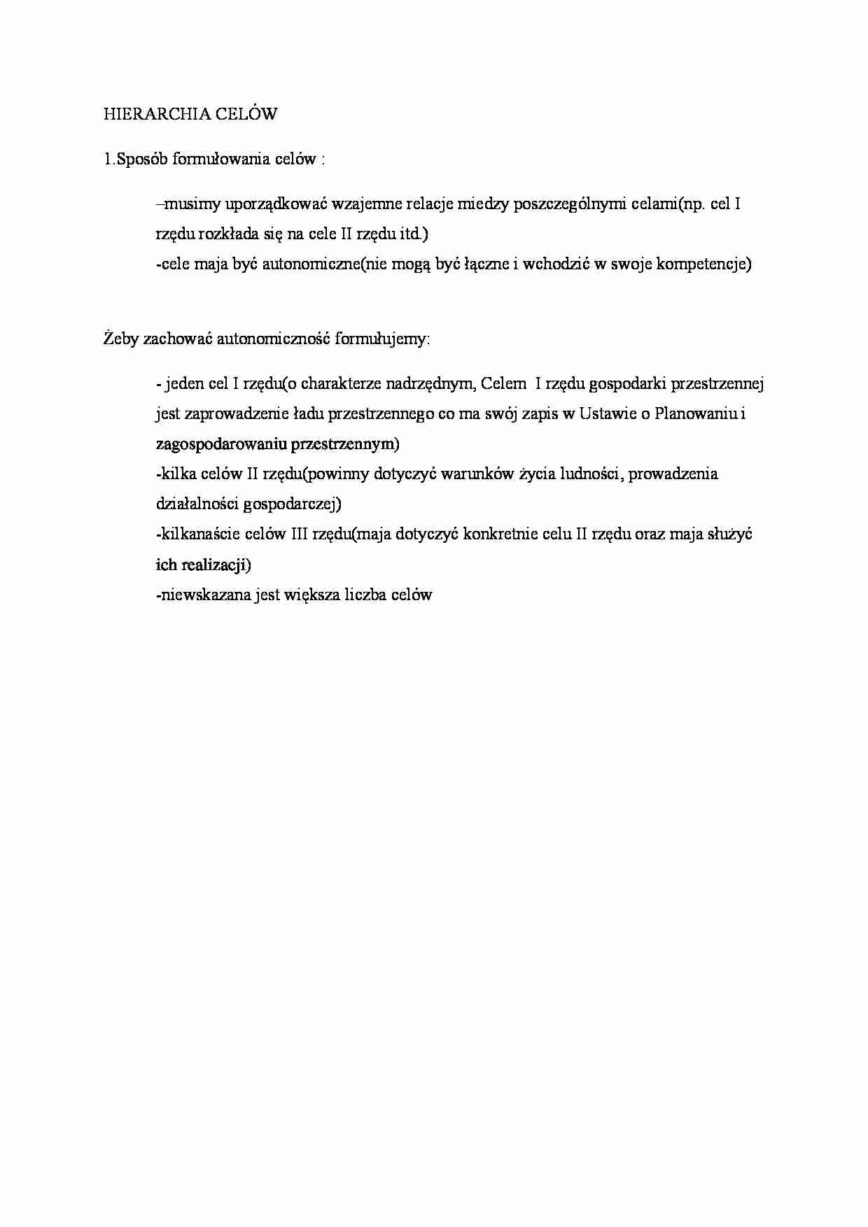Hierarchia celów i sposób ich formulowania  - strona 1