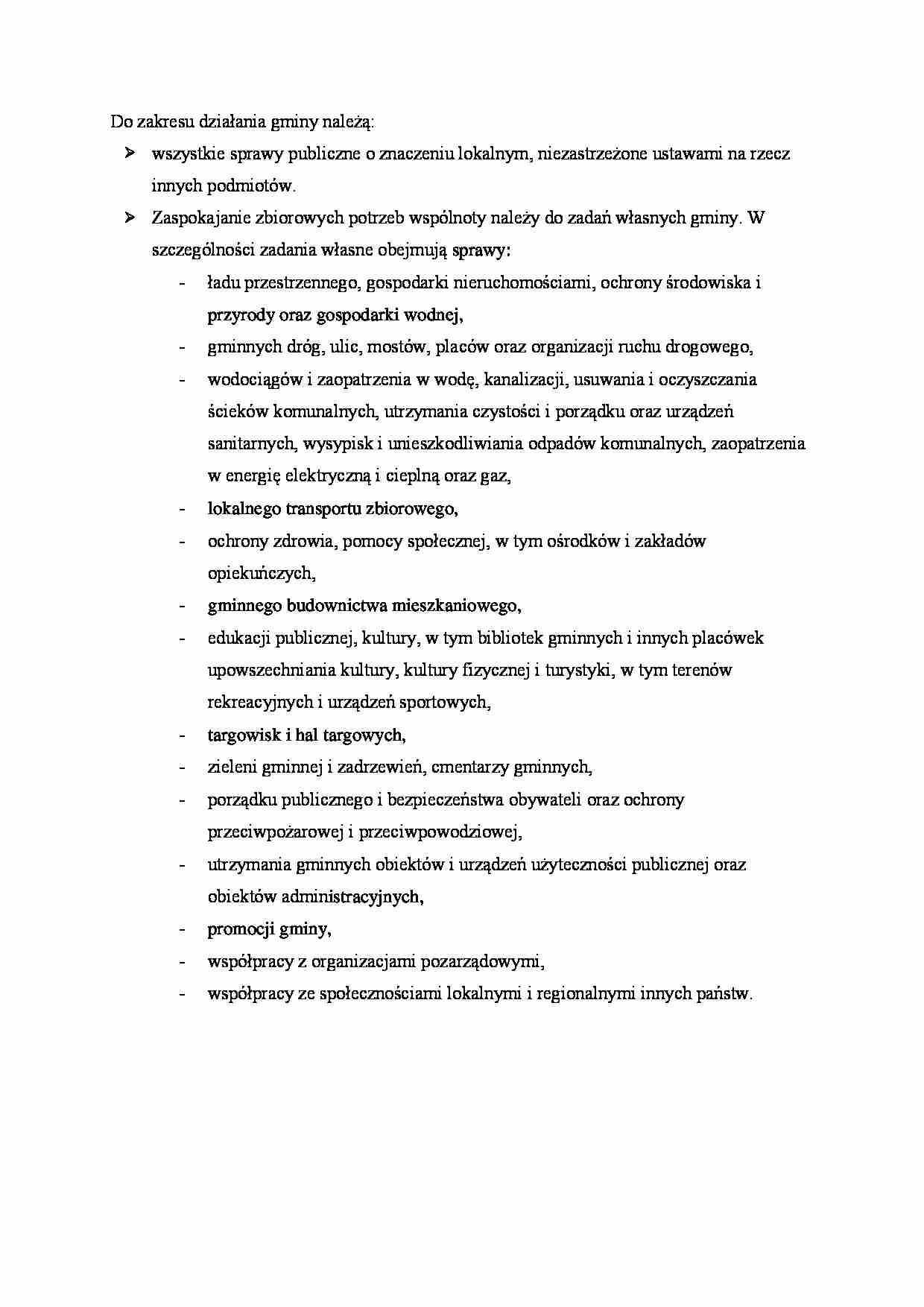 Zakres działań gminy - strona 1