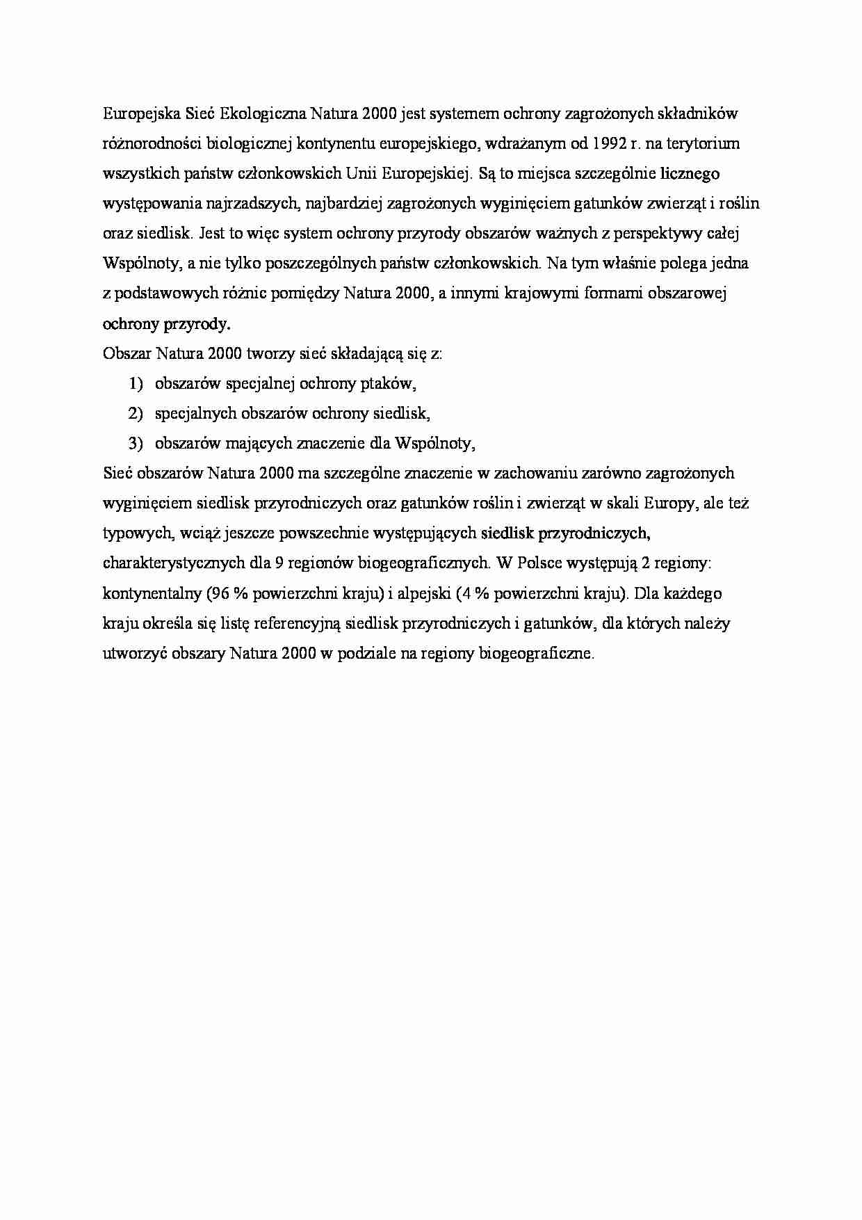 Europejska Sieć Ekologiczna Natura 2000 - strona 1