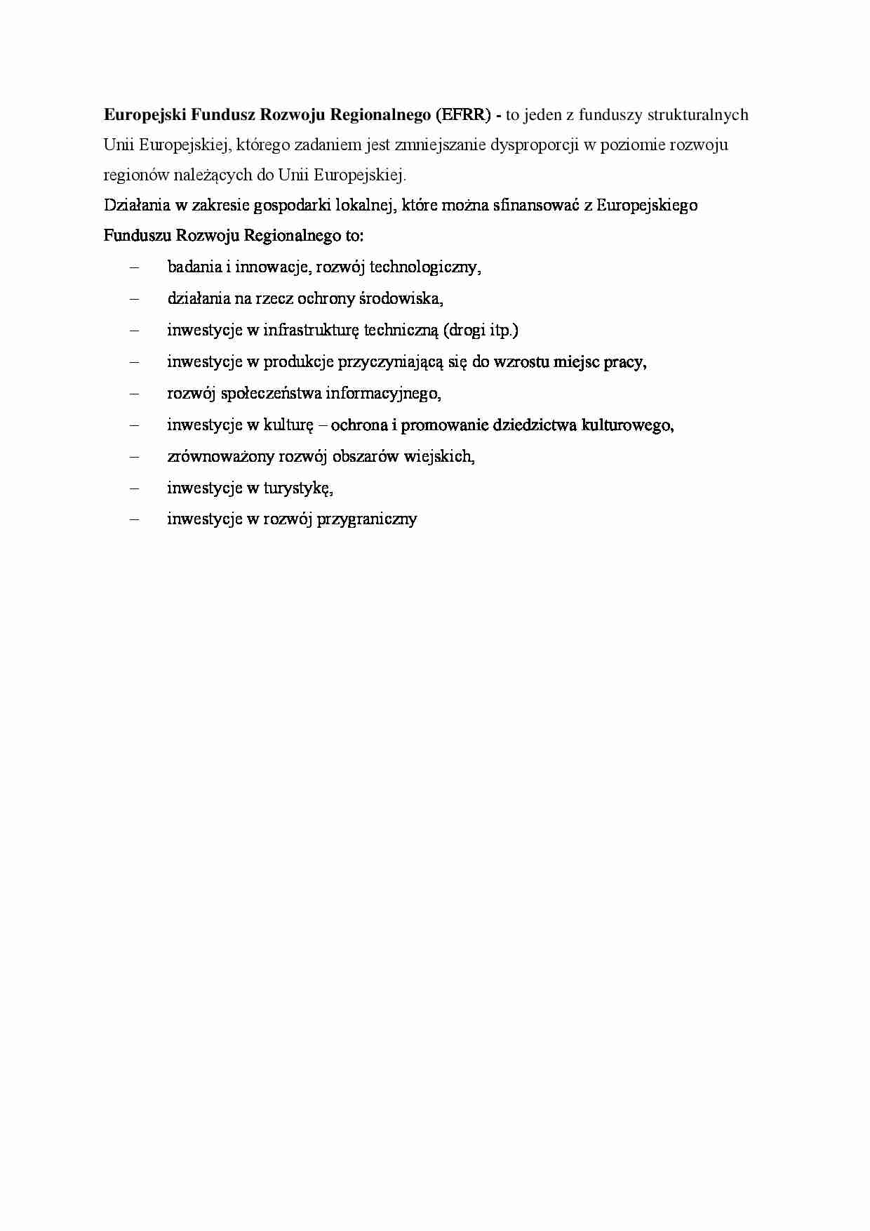 Europejski Fundusz Rozwoju Regionalnego - strona 1