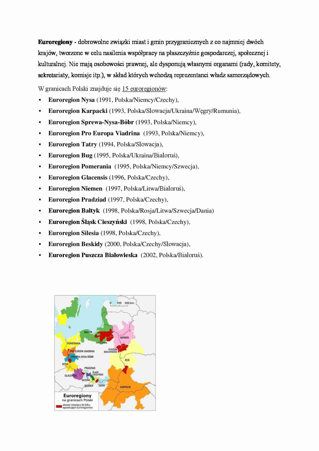 Euroregiony - omówienie  - strona 1