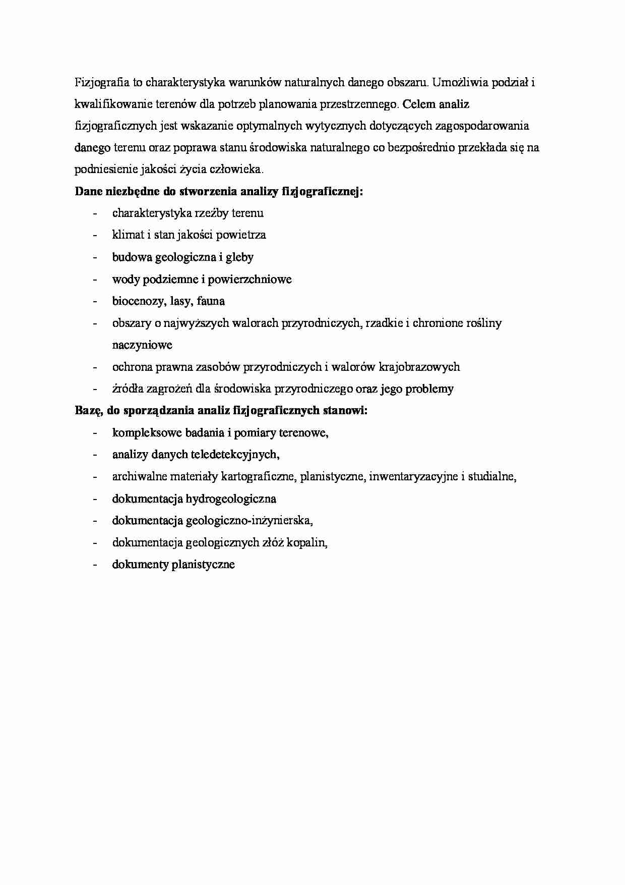 Tworzenie analizt fizjograficznej - strona 1