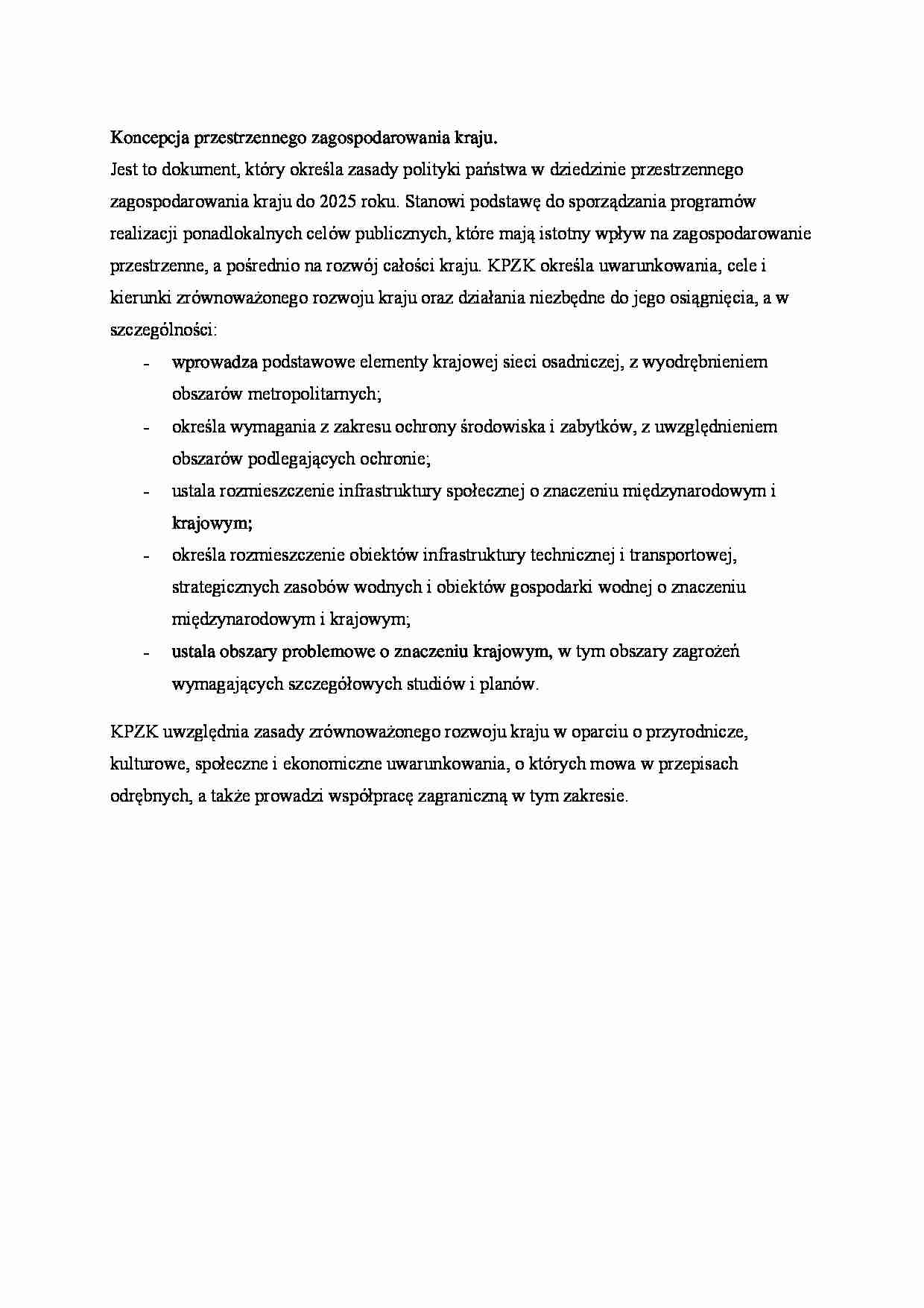 Koncepcja przestrzennego zagospodarowania kraju - strona 1