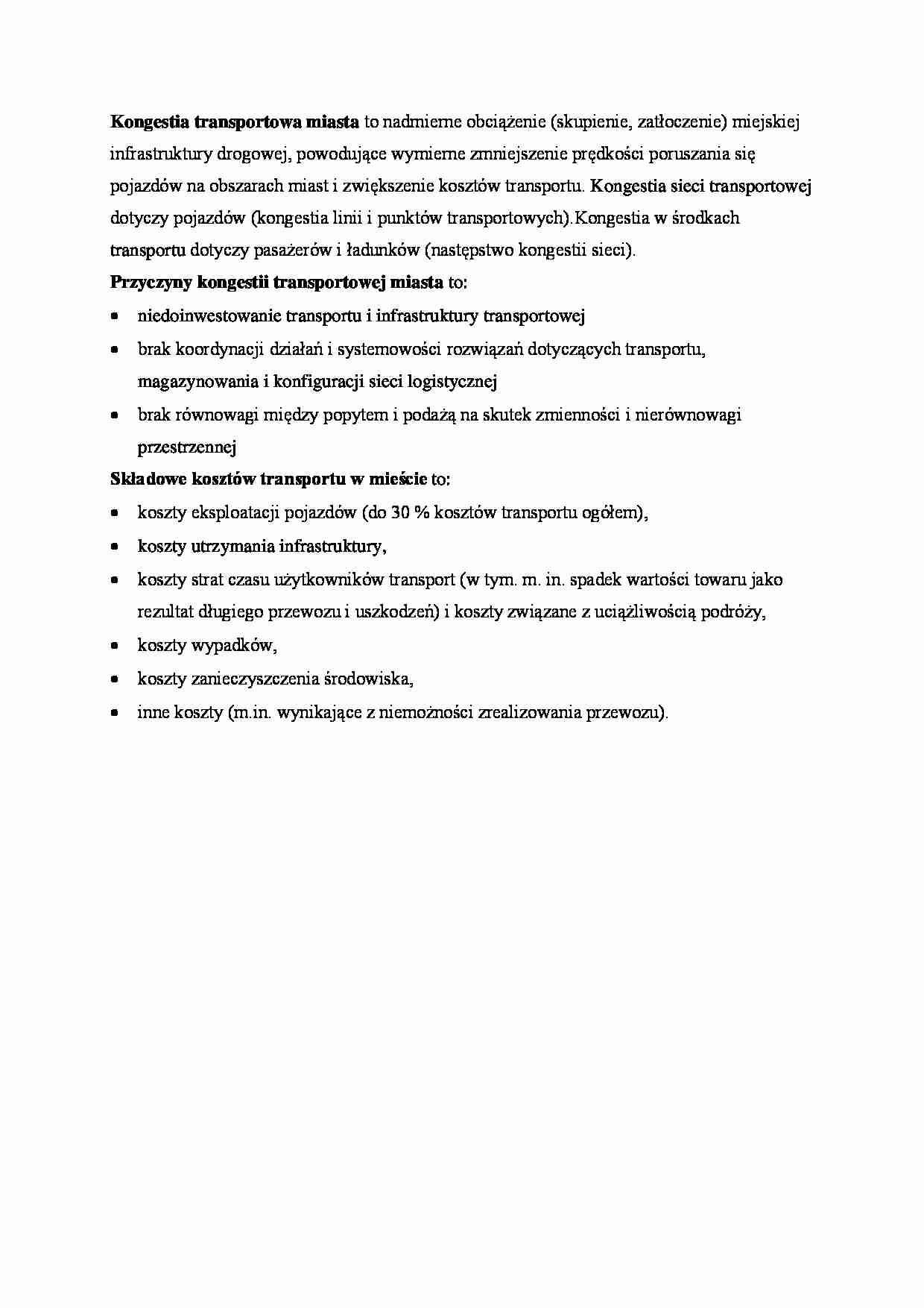Kongestia transportowa miasta  - strona 1